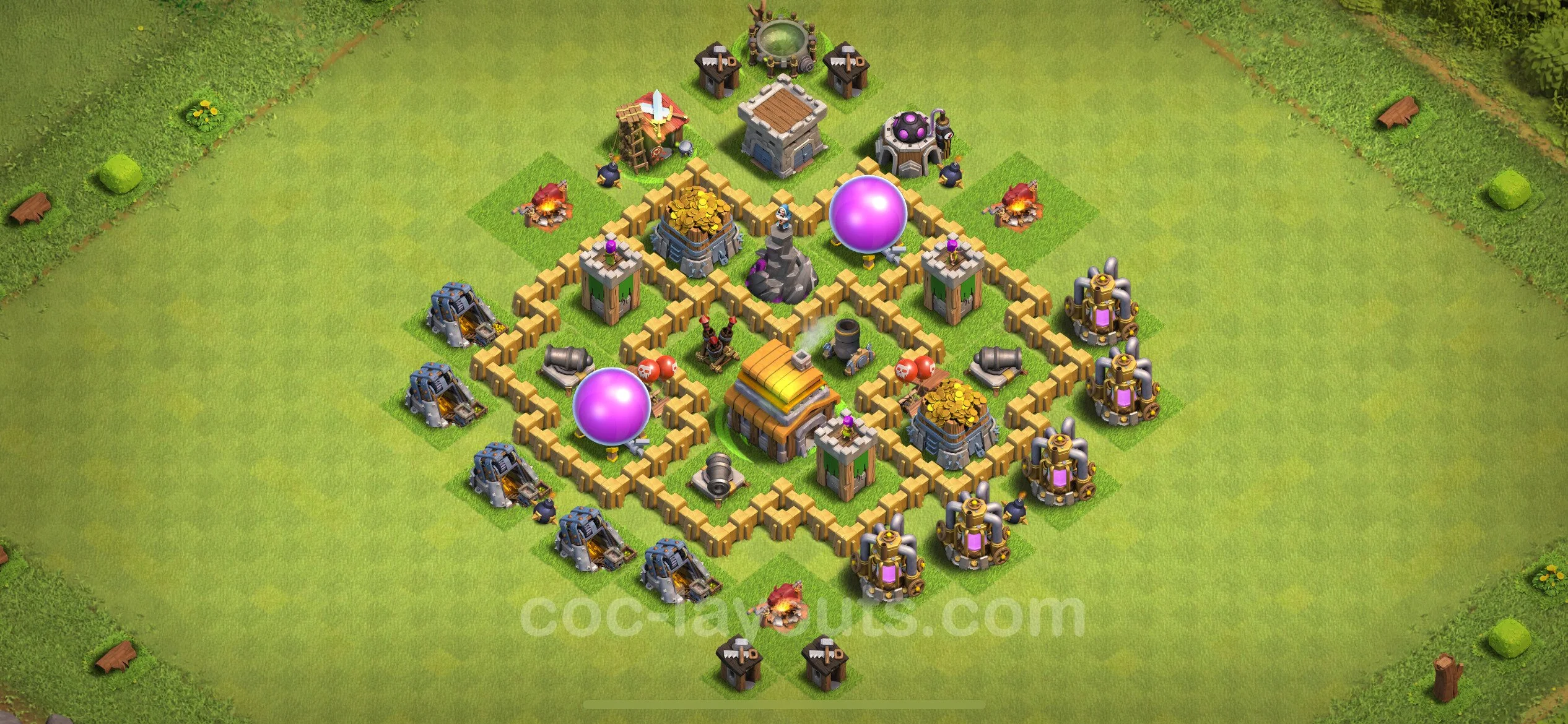 Base TH5 with Link, Anti 3 Stars - Anti Dragon Defence Plan / Anti Air - Clash of Clans - (#141) — Захист TH5