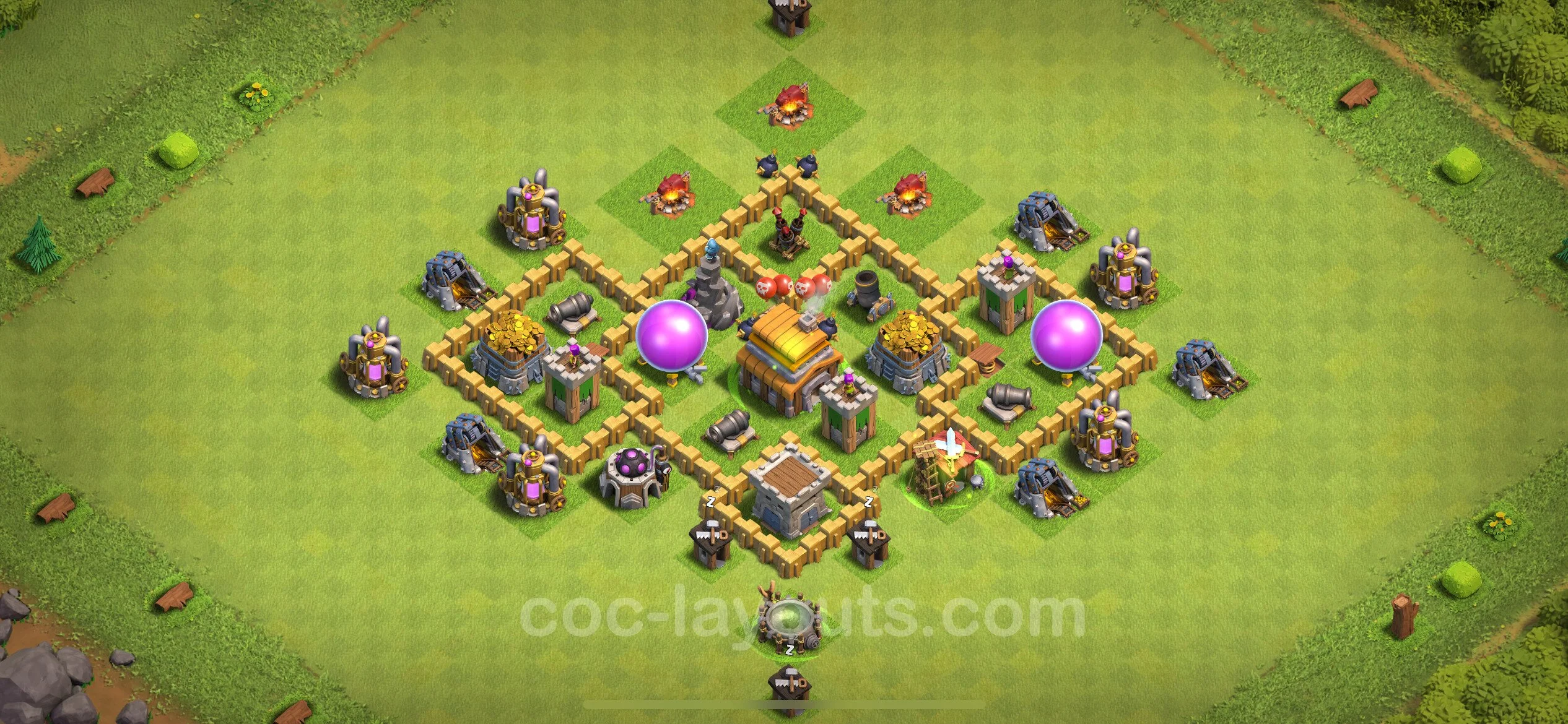 Anti 2 Stars Base TH5 with Link, Hybrid - best plan / layout / design - Clash of Clans - (#142) — Difesa TH5