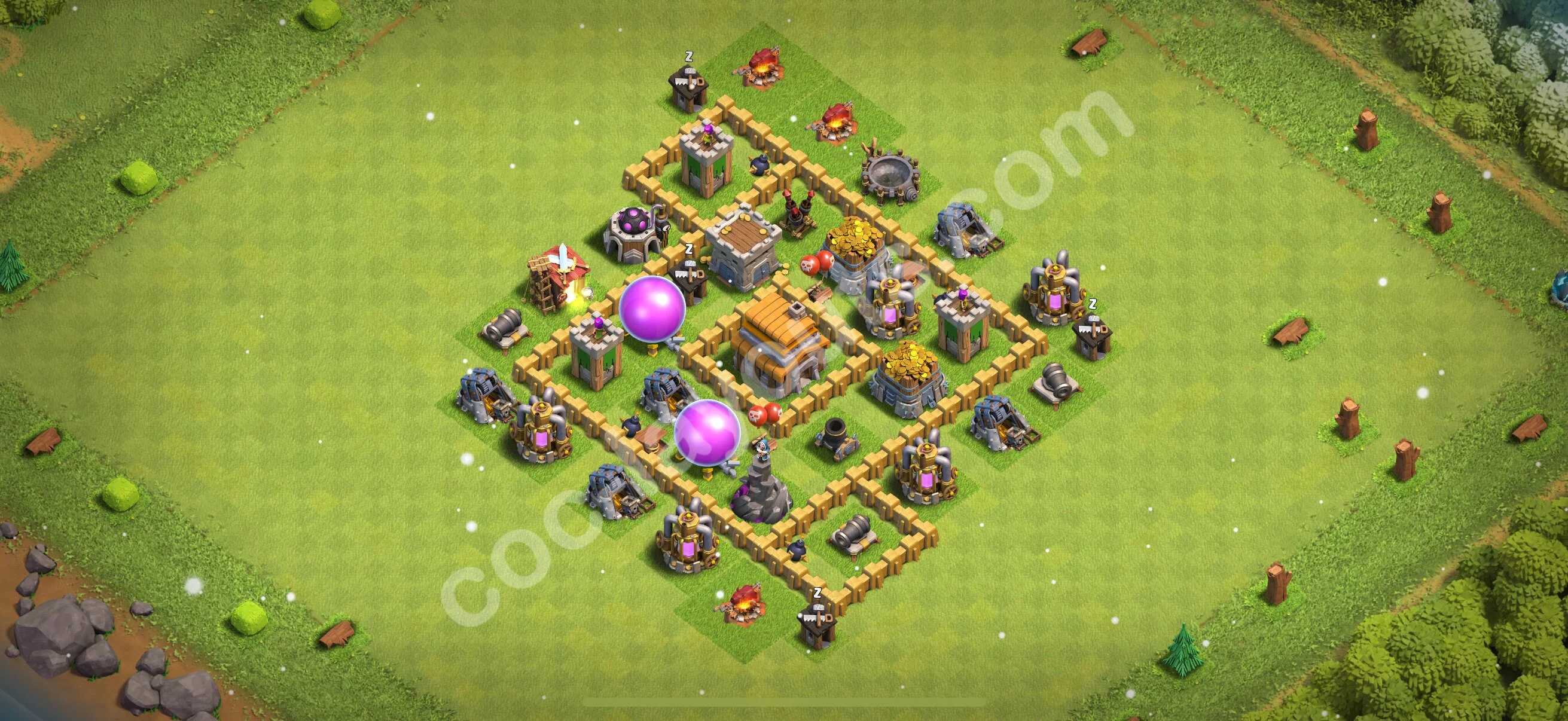 Anti 3 Stars Base TH5 with Link, Hybrid - best plan / layout / design - Clash of Clans 2026 - (#143) — Defense TH5