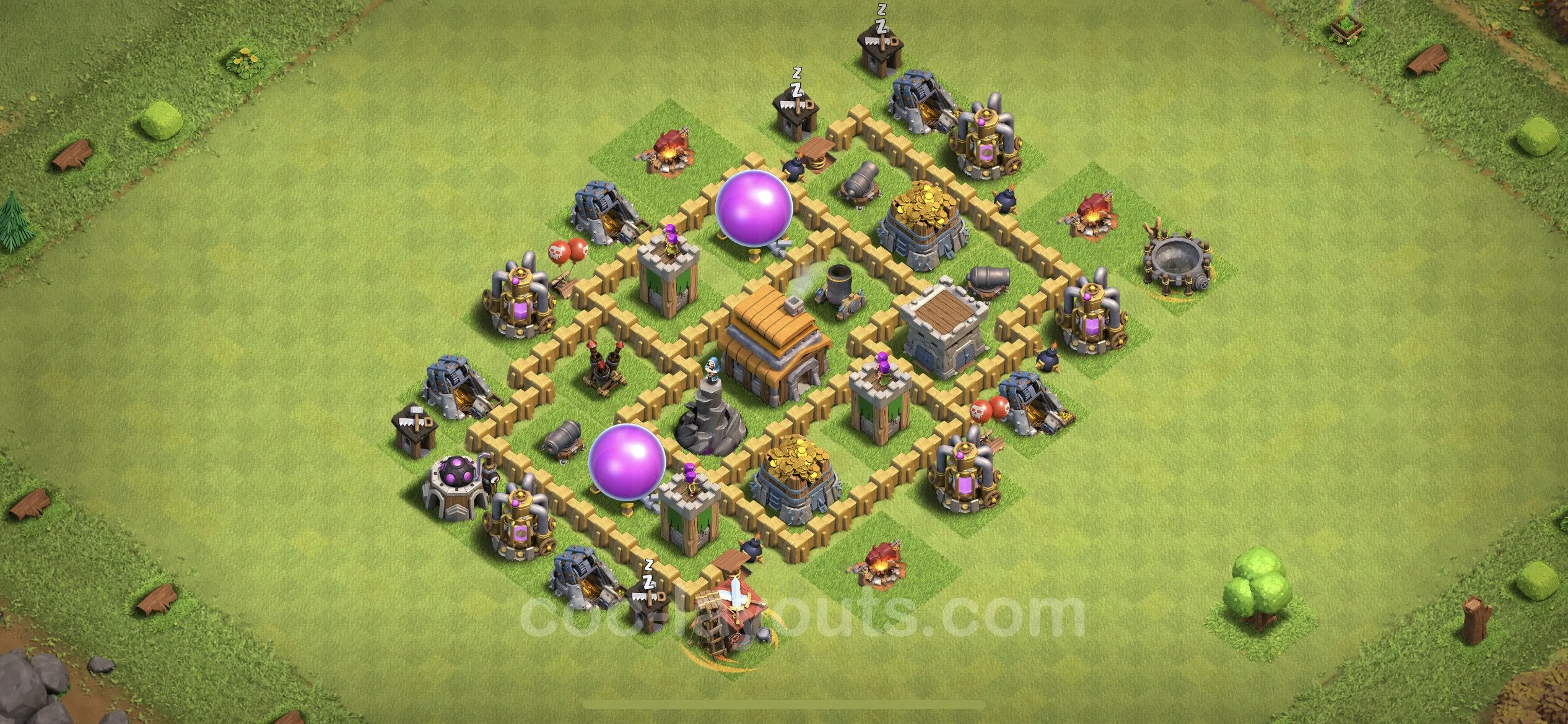 Defense (Trophy) Base TH5 with Link, Hybrid - plan / layout / design - Clash of Clans - (#60) — Obrona TH5