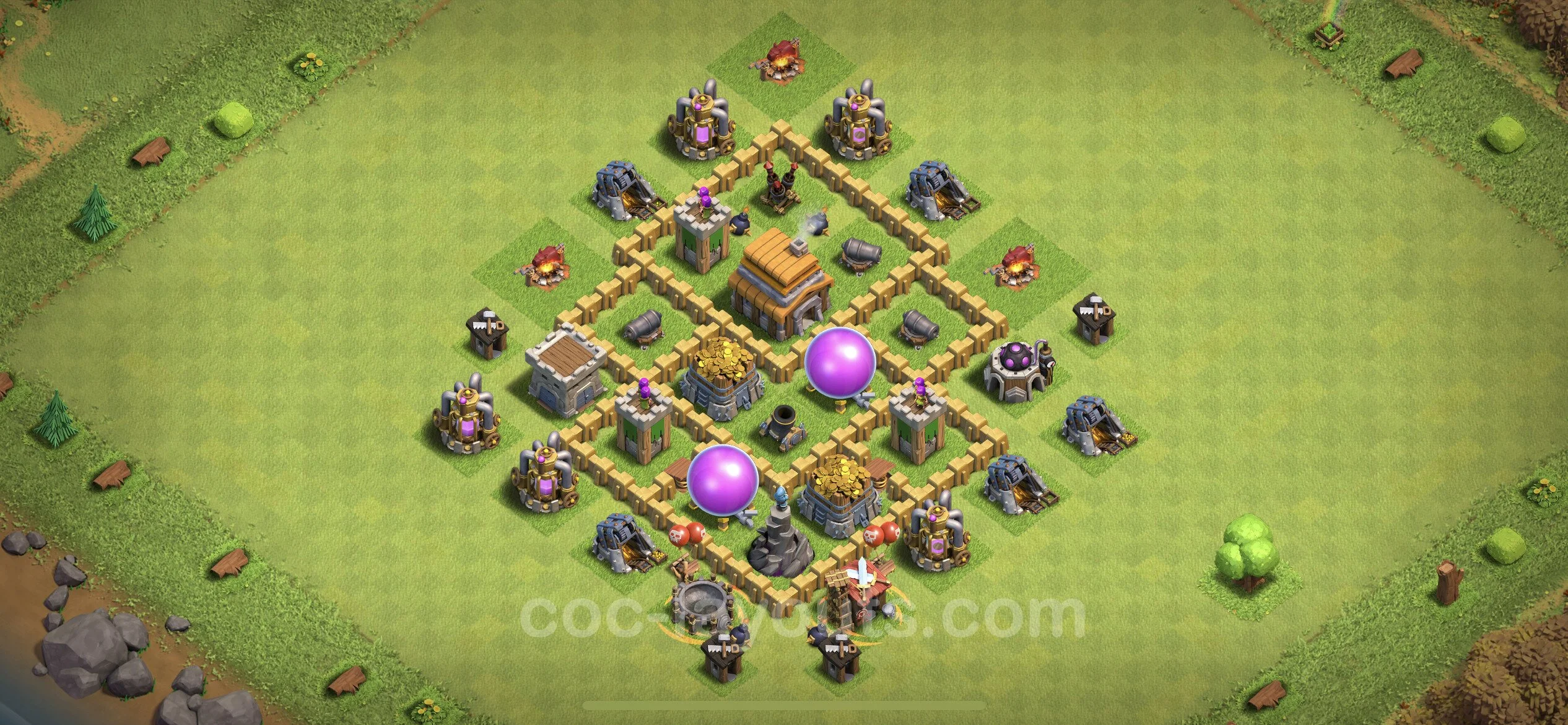 Unbeatable Base TH5 with Link, Hybrid - best plan / Anti Loot / design - Clash of Clans - (#63) — Verdediging TH5