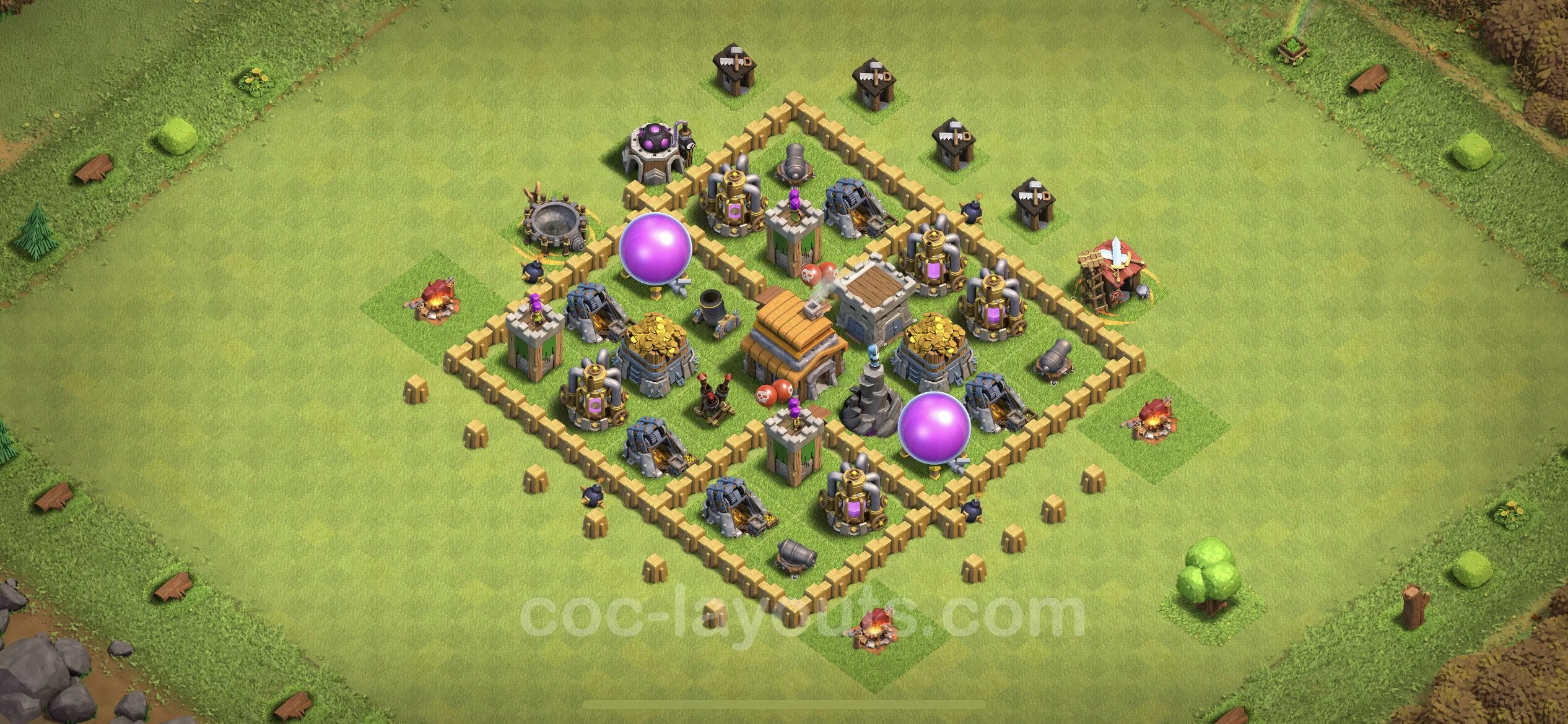 Defense (Trophy) Base TH5 with Link, Anti Everything - plan / layout / design - Clash of Clans - (#64) — Pertahanan TH5