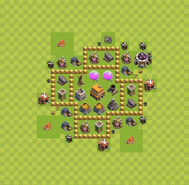 Defense (Trophy) Base TH5 - plan / layout / design - Clash of Clans - (#26) — Défense TH5