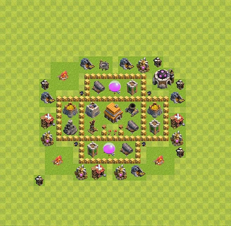 Defense (Trophy) Base TH5 - plan / layout / design - Clash of Clans - (#32) — Pertahanan TH5