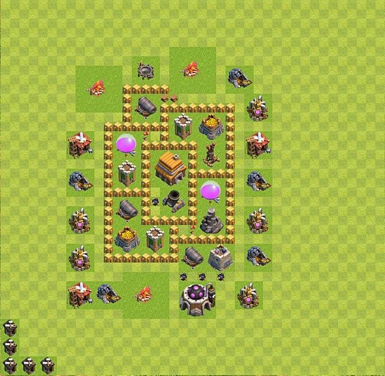 Defense (Trophy) Base TH5 - plan / layout / design - Clash of Clans - (#38) — Defensa TH5