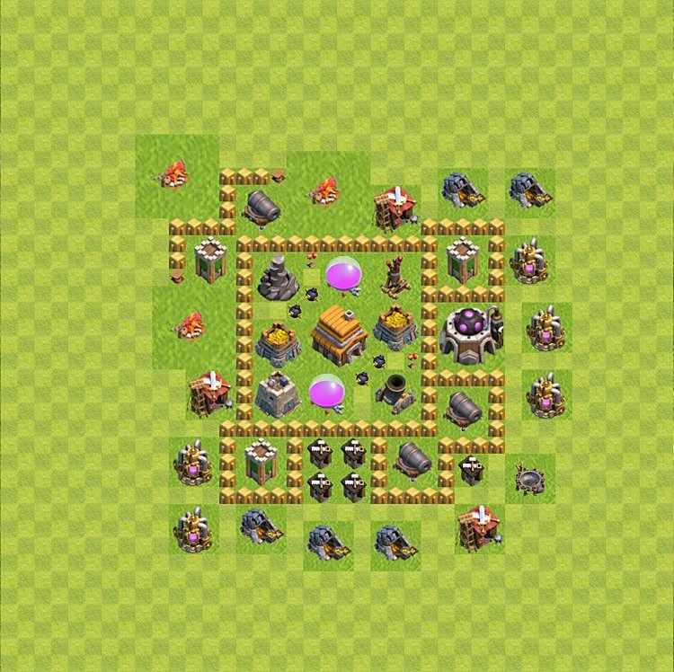Defense (Trophy) Base TH5 - plan / layout / design - Clash of Clans - (#54) — Verteidigung TH5