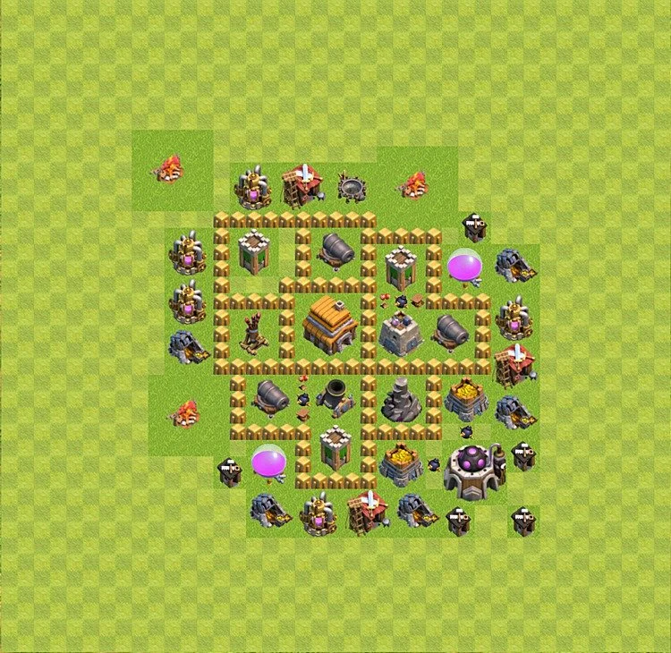 Defense (Trophy) Base TH5 - plan / layout / design - Clash of Clans - (#9) — 防衛 TH5