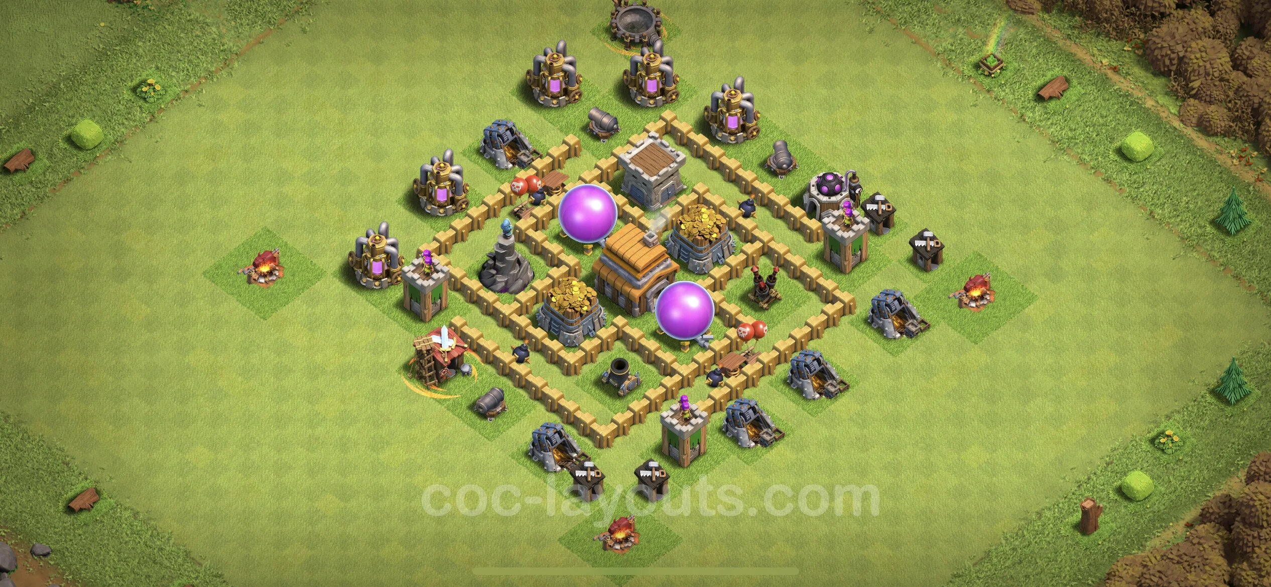 Farming Base TH5 Max Levels with Link, Anti Everything, Hybrid - plan / layout / design - Clash of Clans - (#101) — Farm TH5