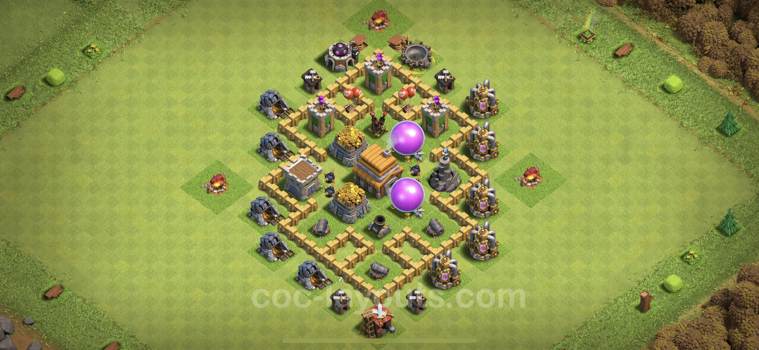 Farming Base TH5 with Link, Anti 2 Stars, Hybrid - plan / layout / design - Clash of Clans - (#102) — Фарм TH5