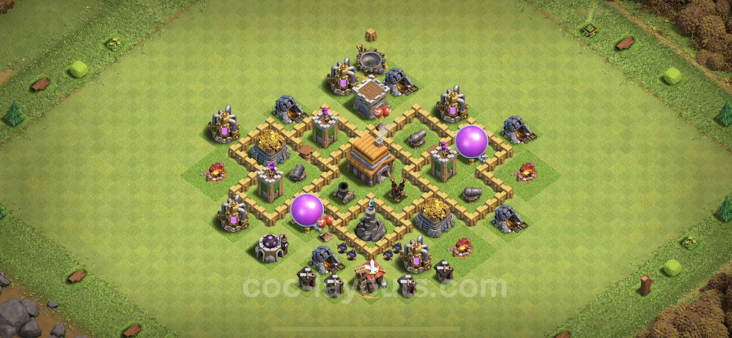 Farming Base TH5 Max Levels with Link, Anti Air, Hybrid - plan / layout / design - Clash of Clans - (#103) — Farma TH5