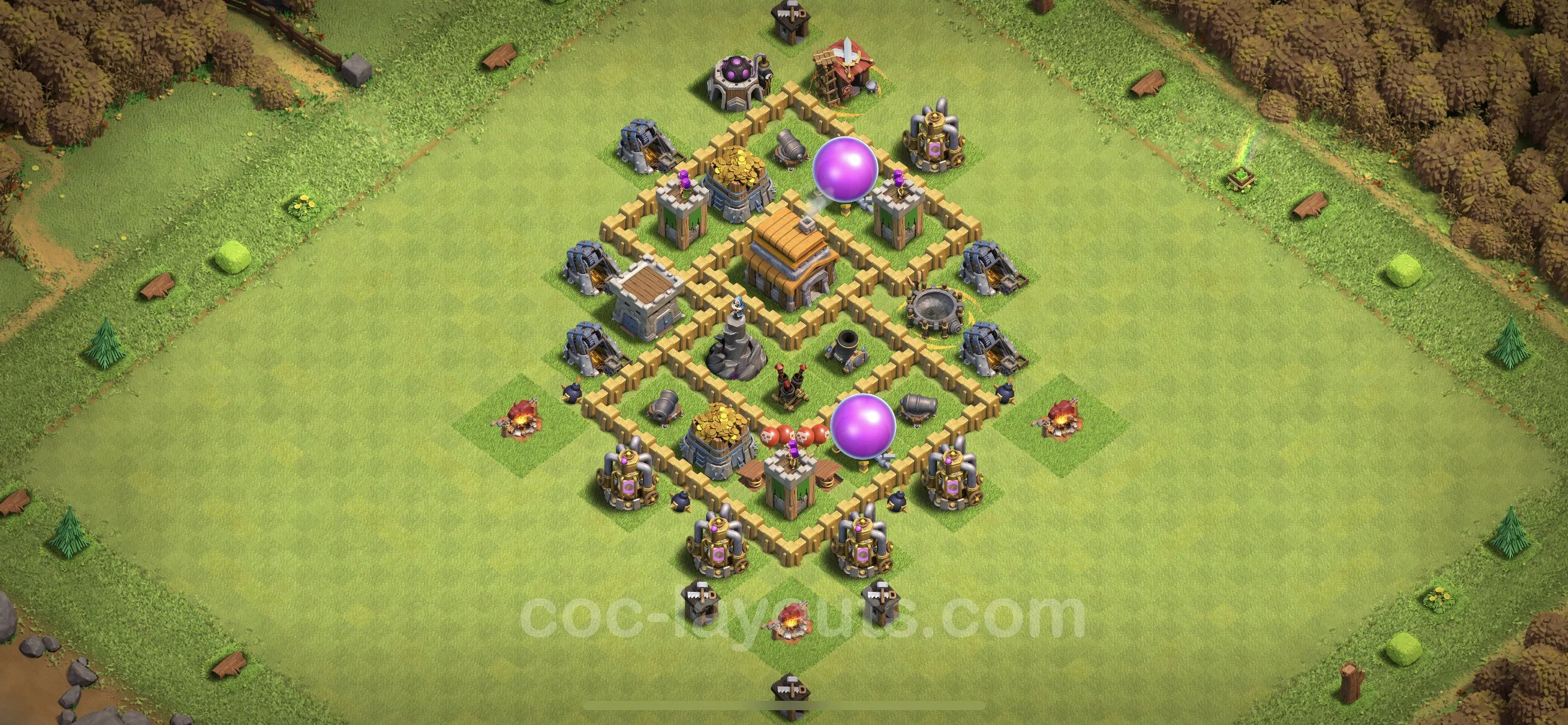 Farming Base TH5 Max Levels with Link, Anti Air, Hybrid - plan / layout / design - Clash of Clans - (#104) — Farming TH5