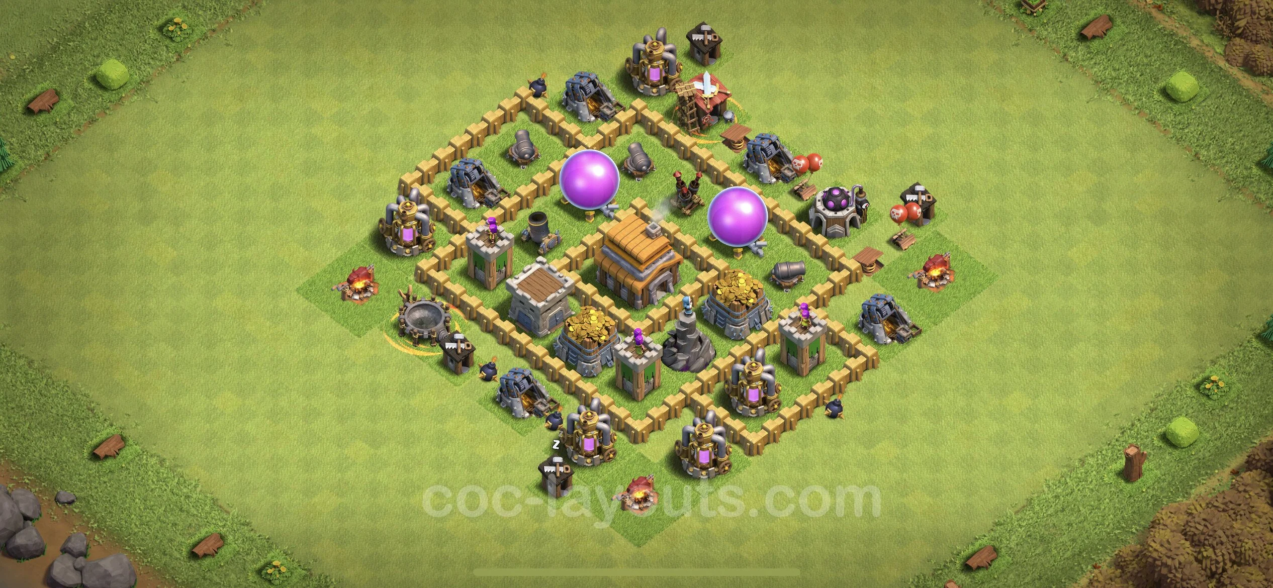 Farming Base TH5 with Link, Anti 2 Stars, Hybrid - plan / layout / design - Clash of Clans - (#105) — Farming TH5