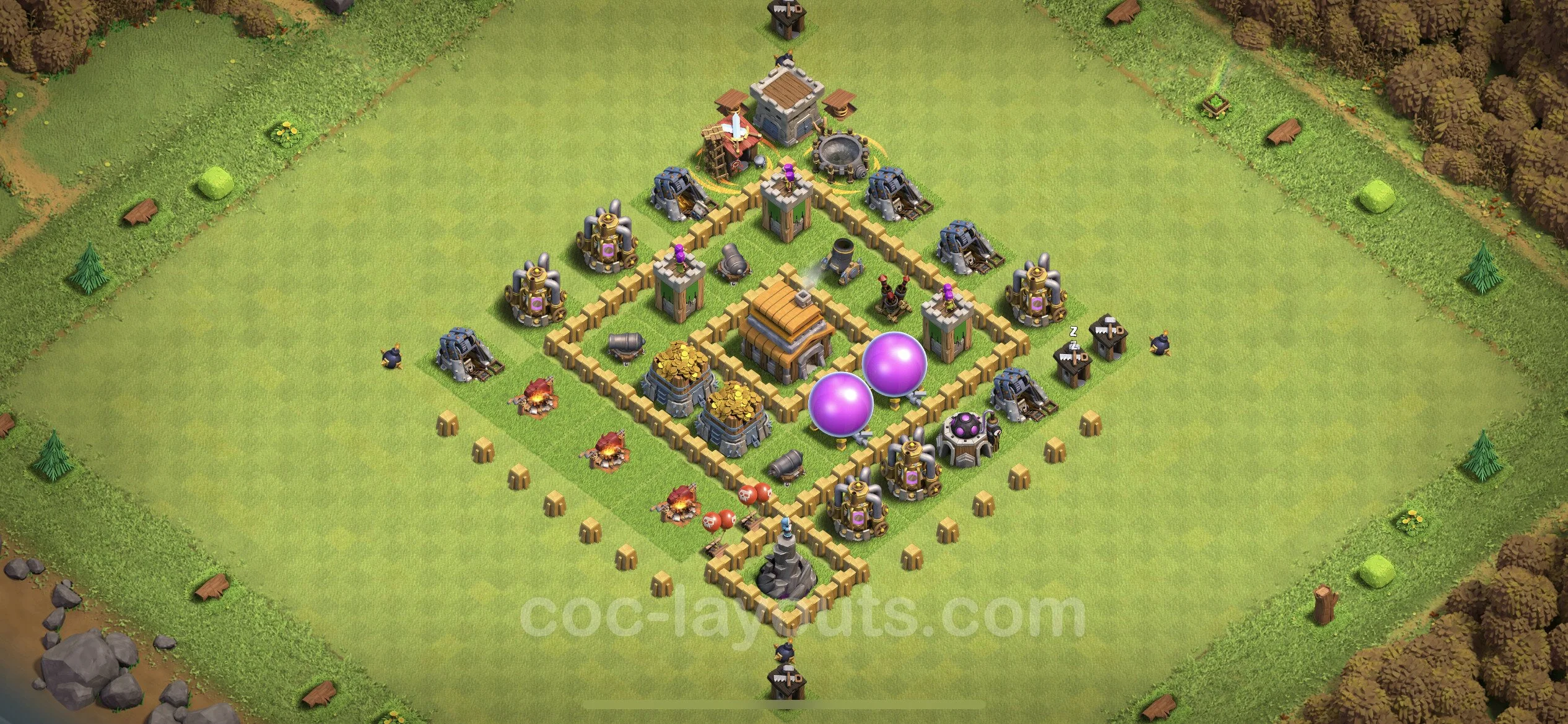 Farming Base TH5 Max Levels with Link, Hybrid - plan / layout / design - Clash of Clans - (#109) — Recursos TH5