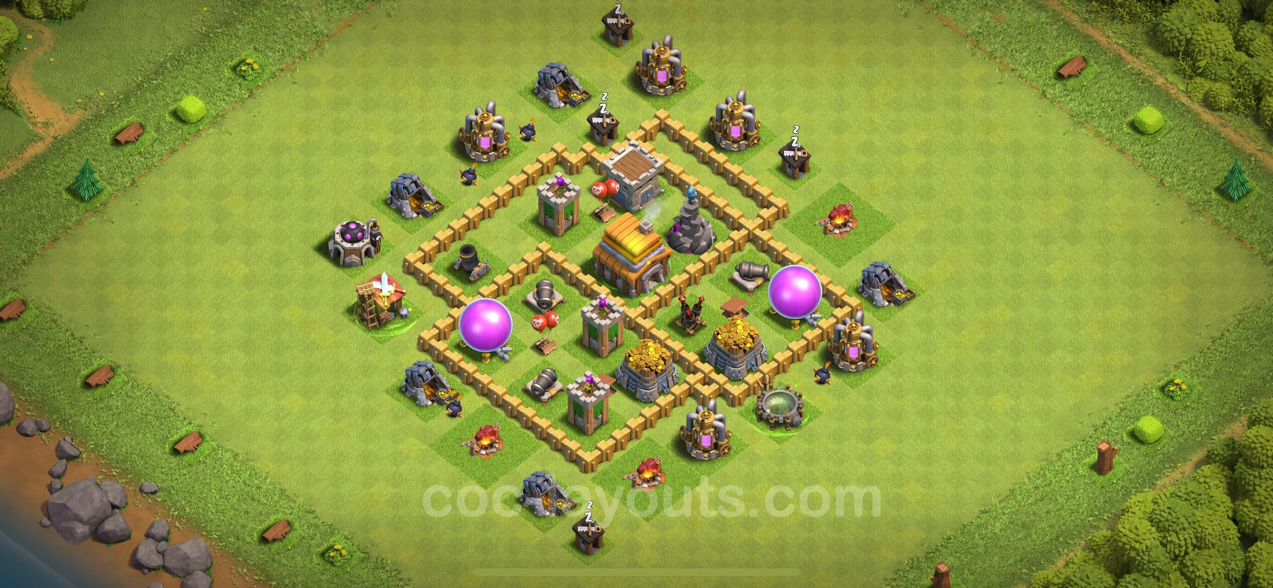 Farming Base TH5 with Link, Anti 3 Stars, Hybrid - plan / layout / design - Clash of Clans - (#112) — Фарм TH5