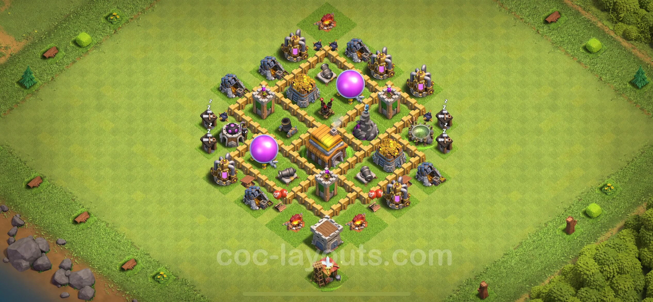 Farming Base TH5 with Link, Anti Everything, Hybrid - plan / layout / design - Clash of Clans - (#114) — Farm TH5