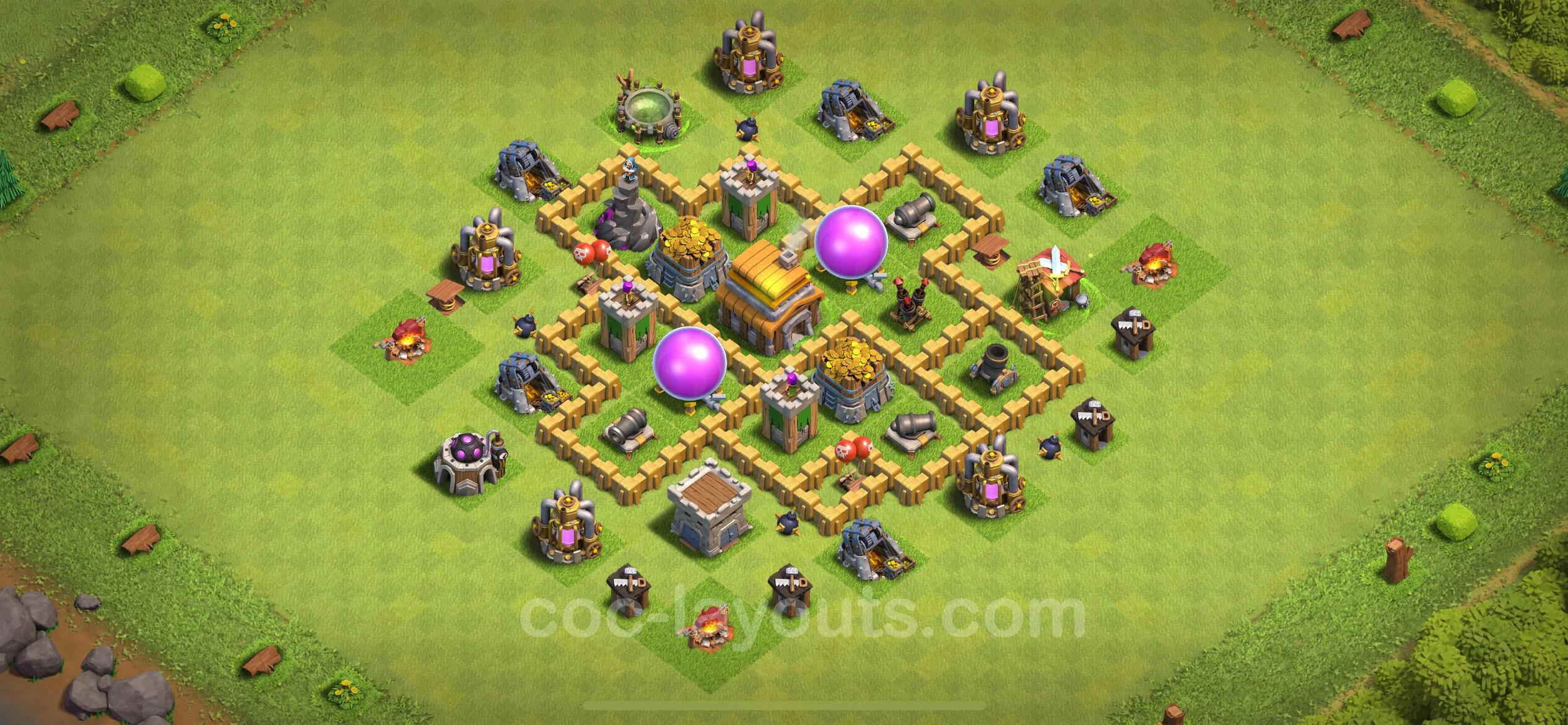 Farming Base TH5 with Link, Anti Everything - plan / layout / design - Clash of Clans - (#116) — Farma TH5