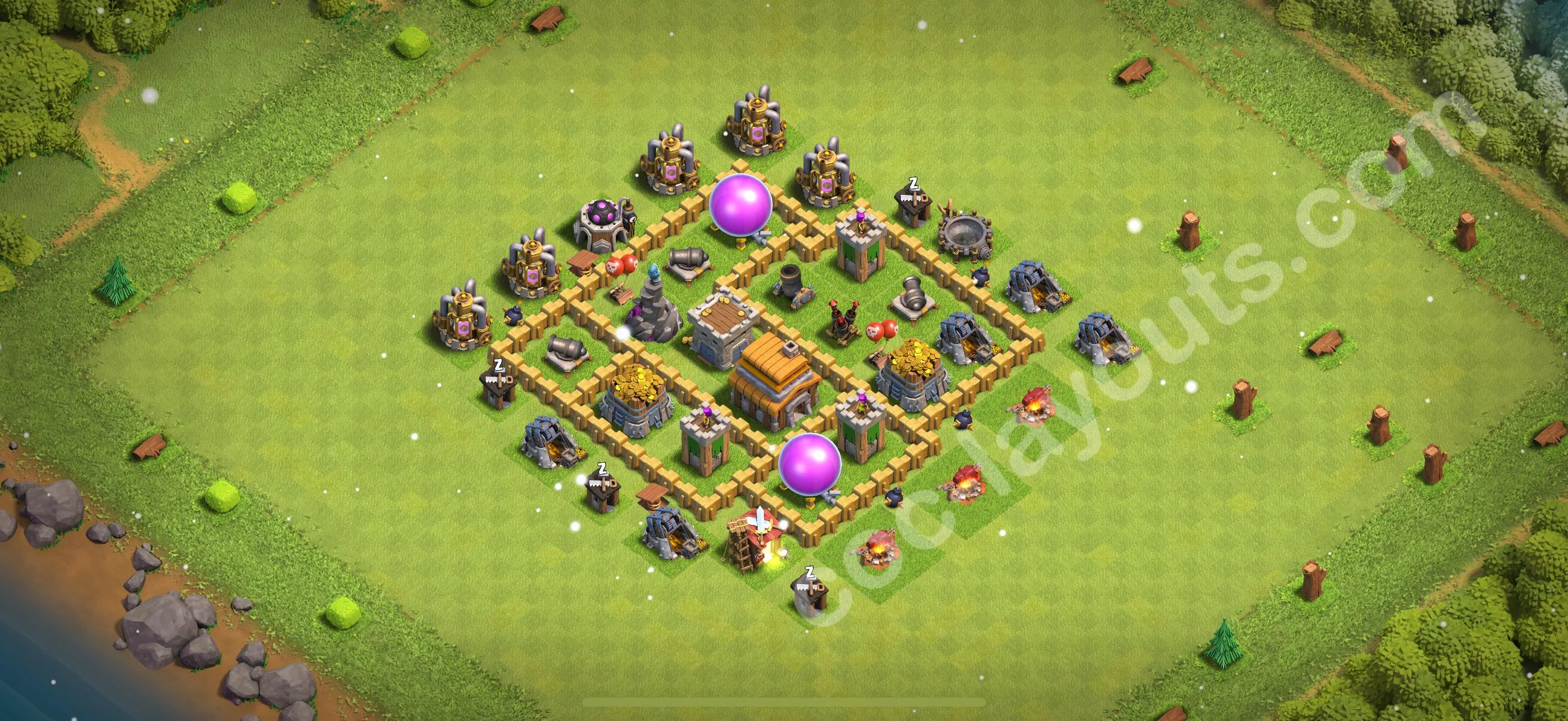 Farming Base TH5 with Link, Anti 2 Stars, Hybrid - plan / layout / design - Clash of Clans 2026 - (#119) — Farm TH5
