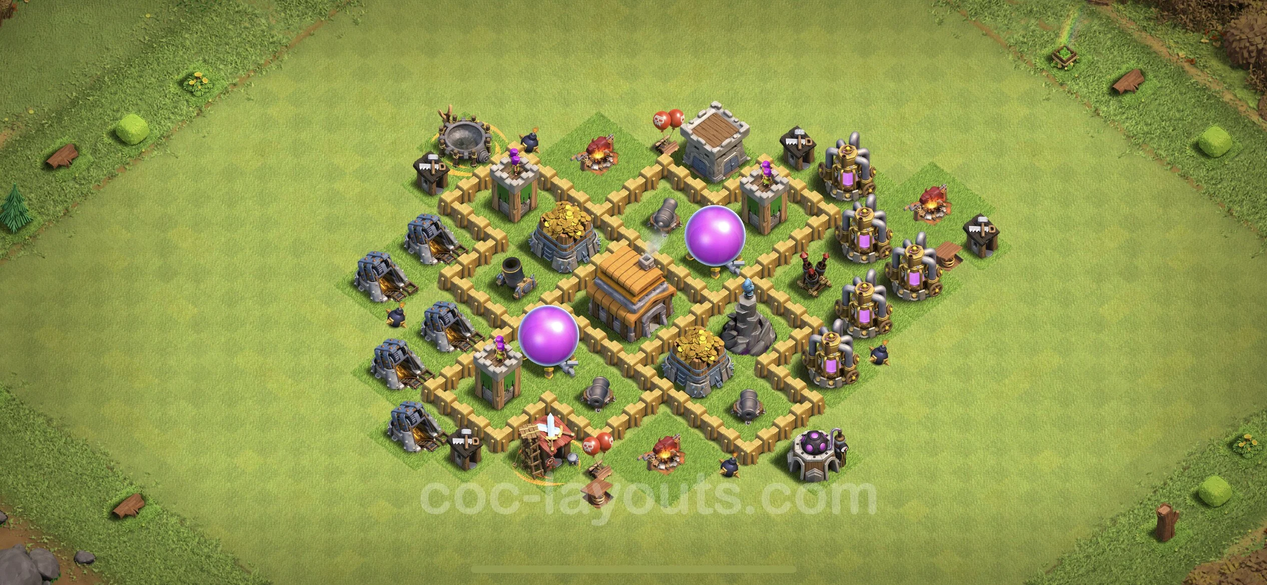 Farming Base TH5 with Link, Anti 3 Stars, Hybrid - plan / layout / design - Clash of Clans - (#48) — Фарм TH5