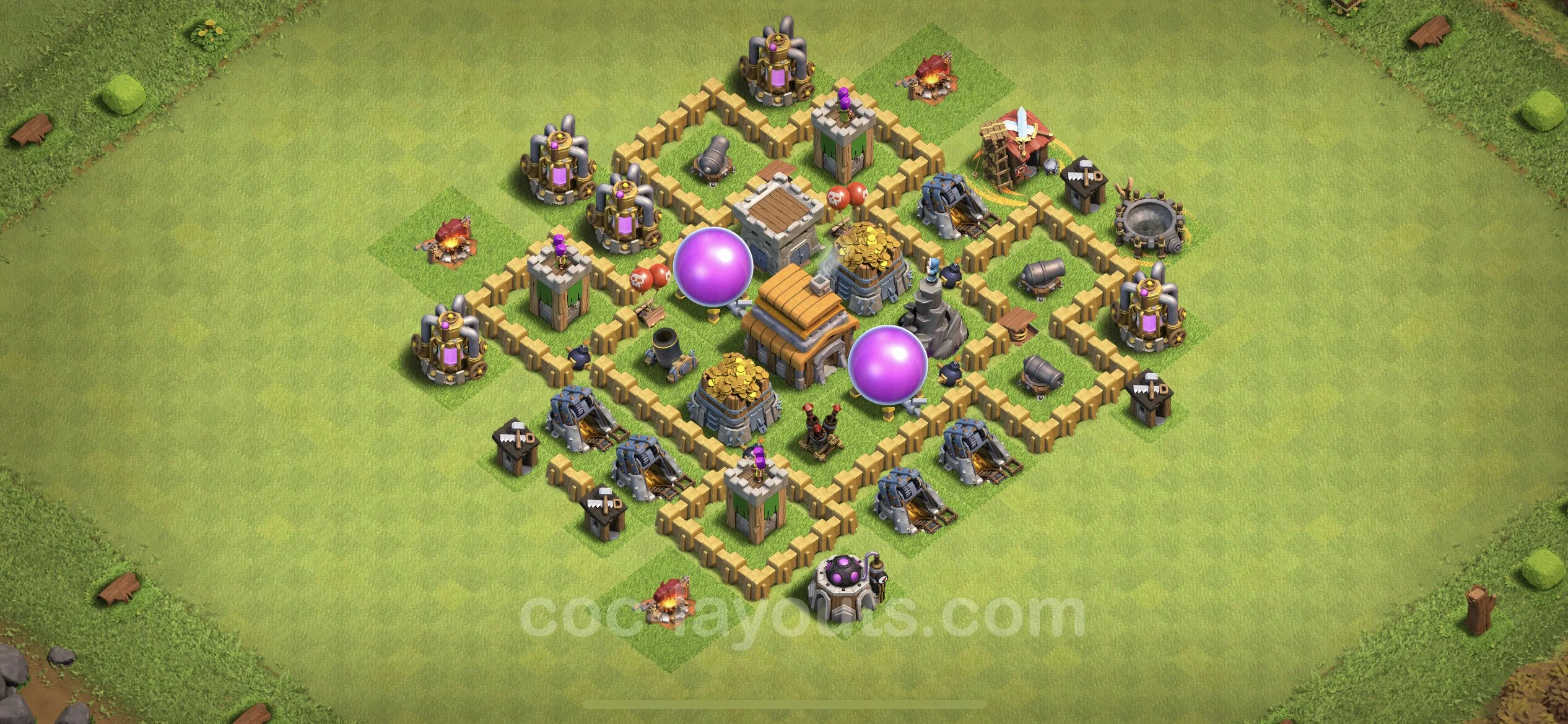 Farming Base TH5 with Link, Anti Air, Hybrid - plan / layout / design - Clash of Clans - (#49) — Farm TH5