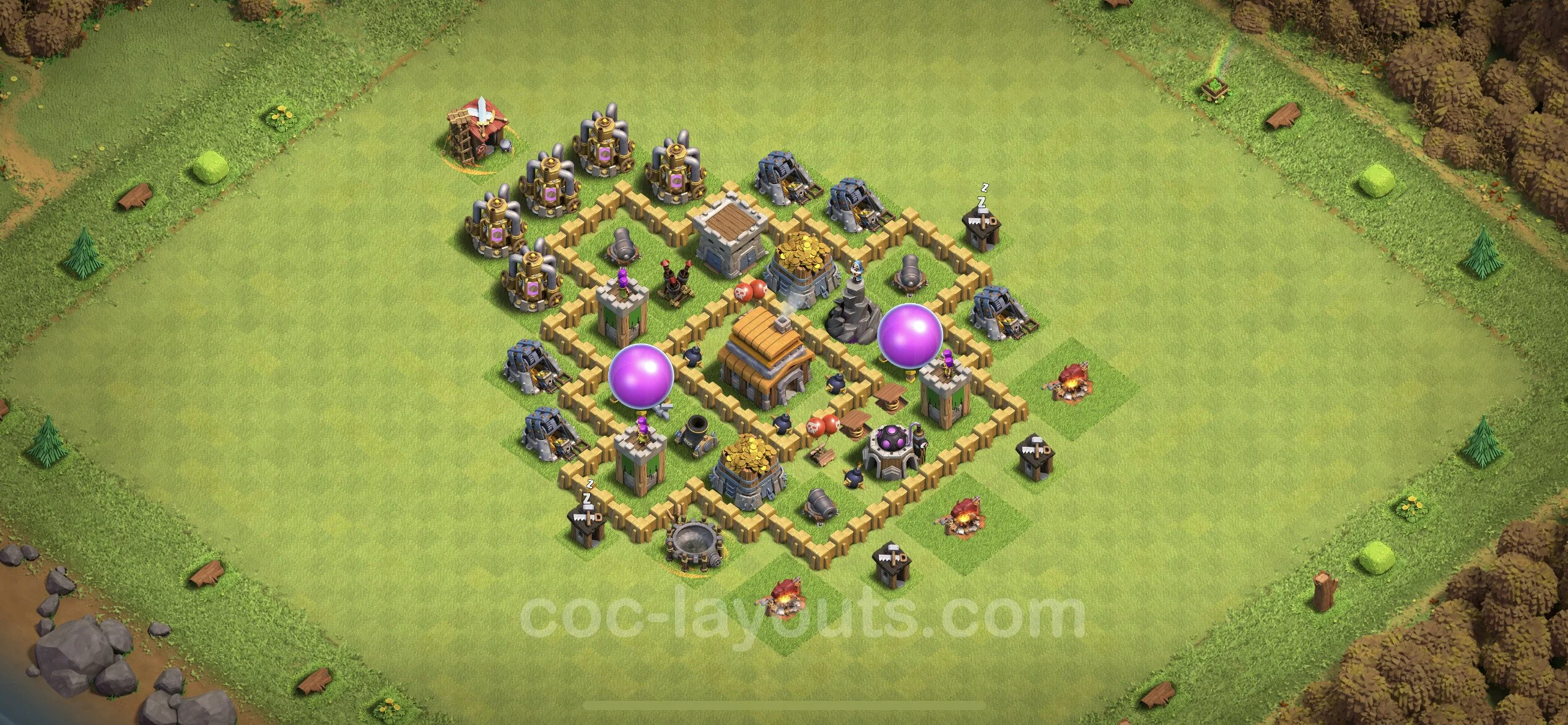 Farming Base TH5 with Link, Anti Air - plan / layout / design - Clash of Clans - (#50) — Фарм TH5
