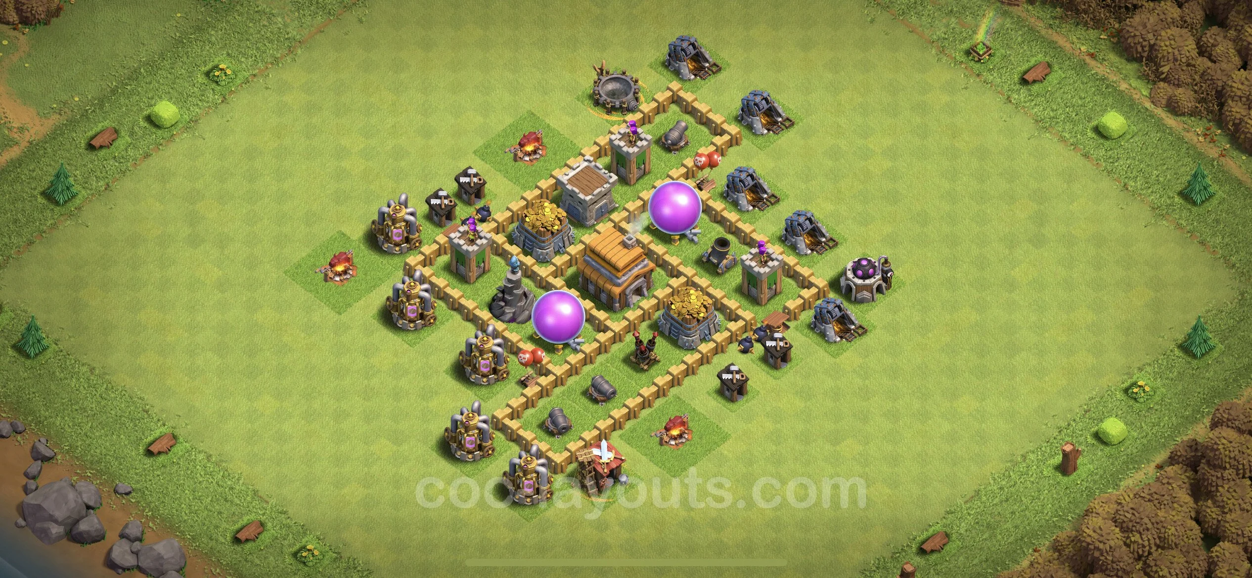 Farming Base TH5 with Link, Anti Everything, Hybrid - plan / layout / design - Clash of Clans - (#51) — Recursos TH5