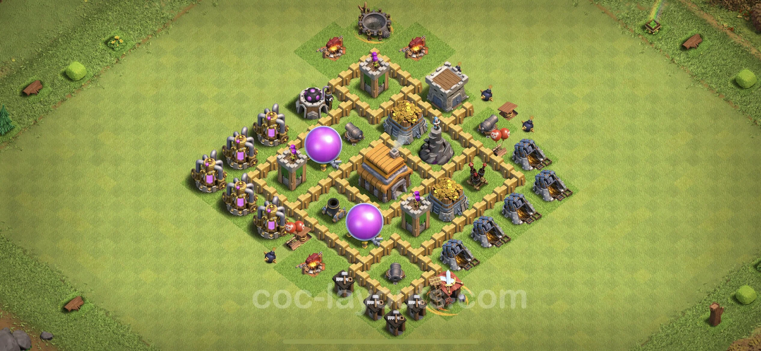 Farming Base TH5 with Link, Anti 3 Stars, Hybrid - plan / layout / design - Clash of Clans - (#53) — Farming TH5