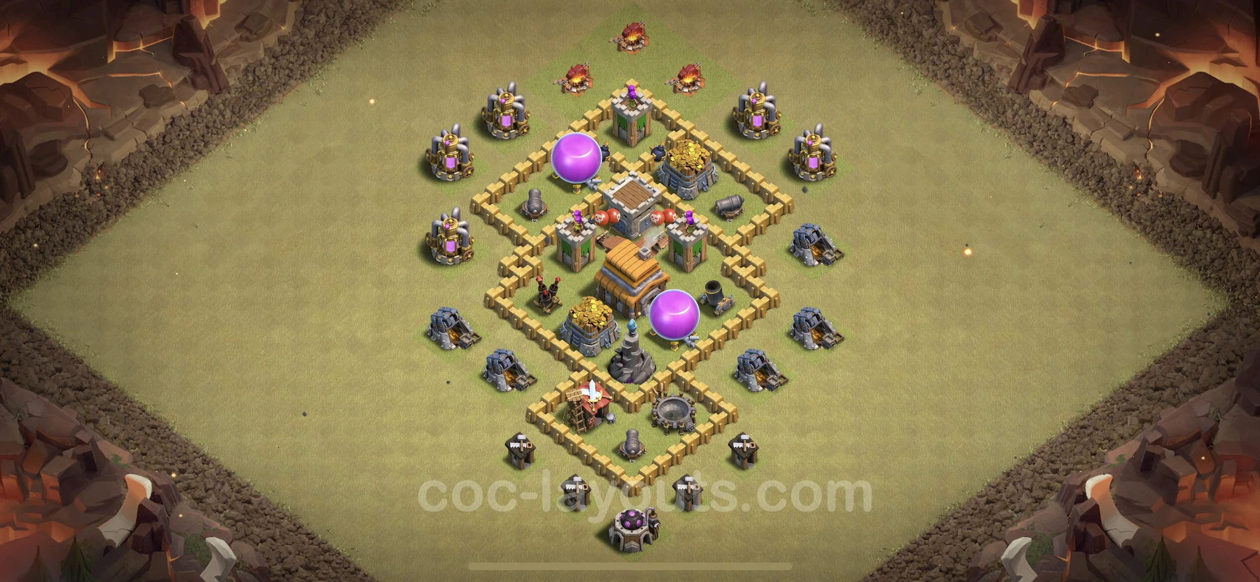 Top War Base TH5 with Link, Hybrid - Anti 2 Stars CWL Plan - Clash of Clans - (#16) — Guerre BH5