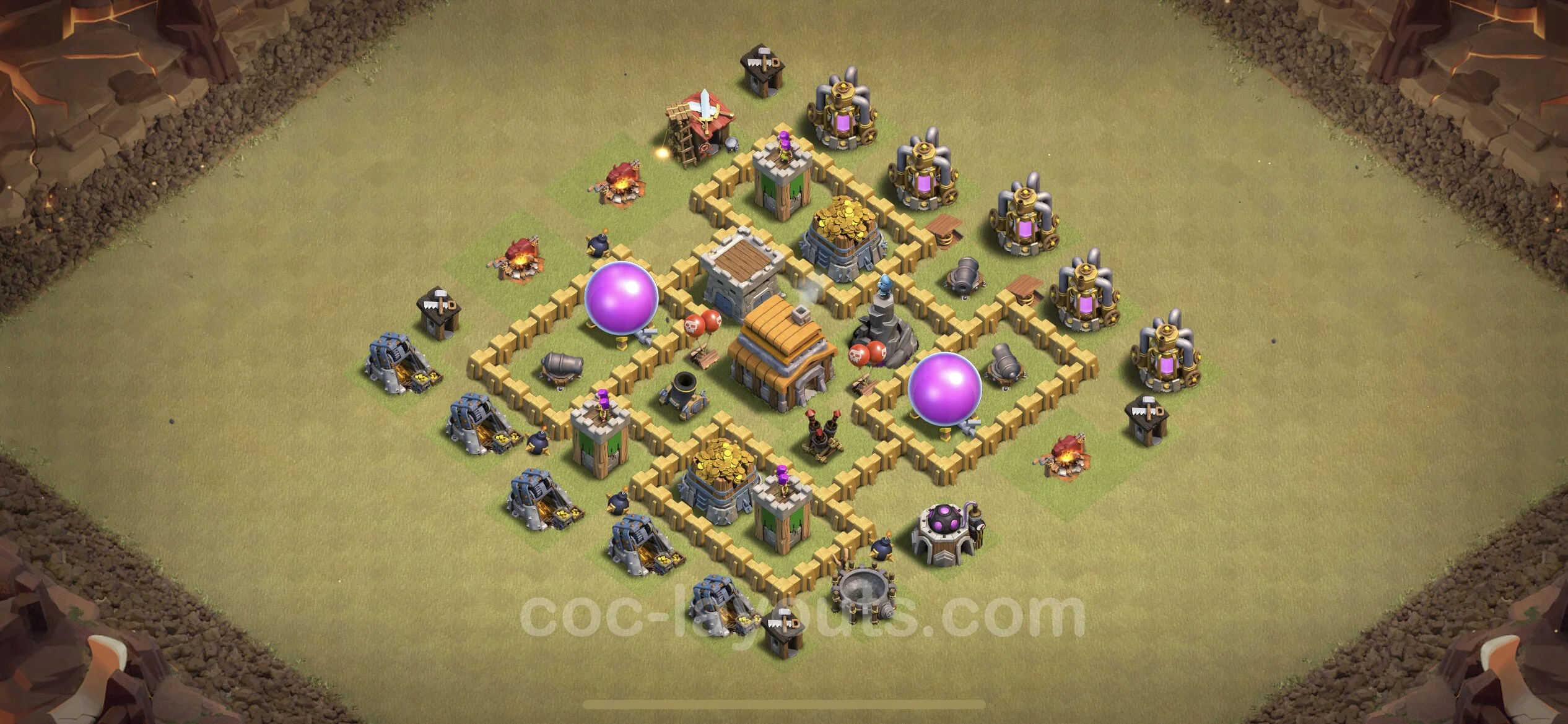 Top War Base TH5 with Link, Hybrid - Anti 2 Stars CWL Plan - Clash of Clans - (#5)
