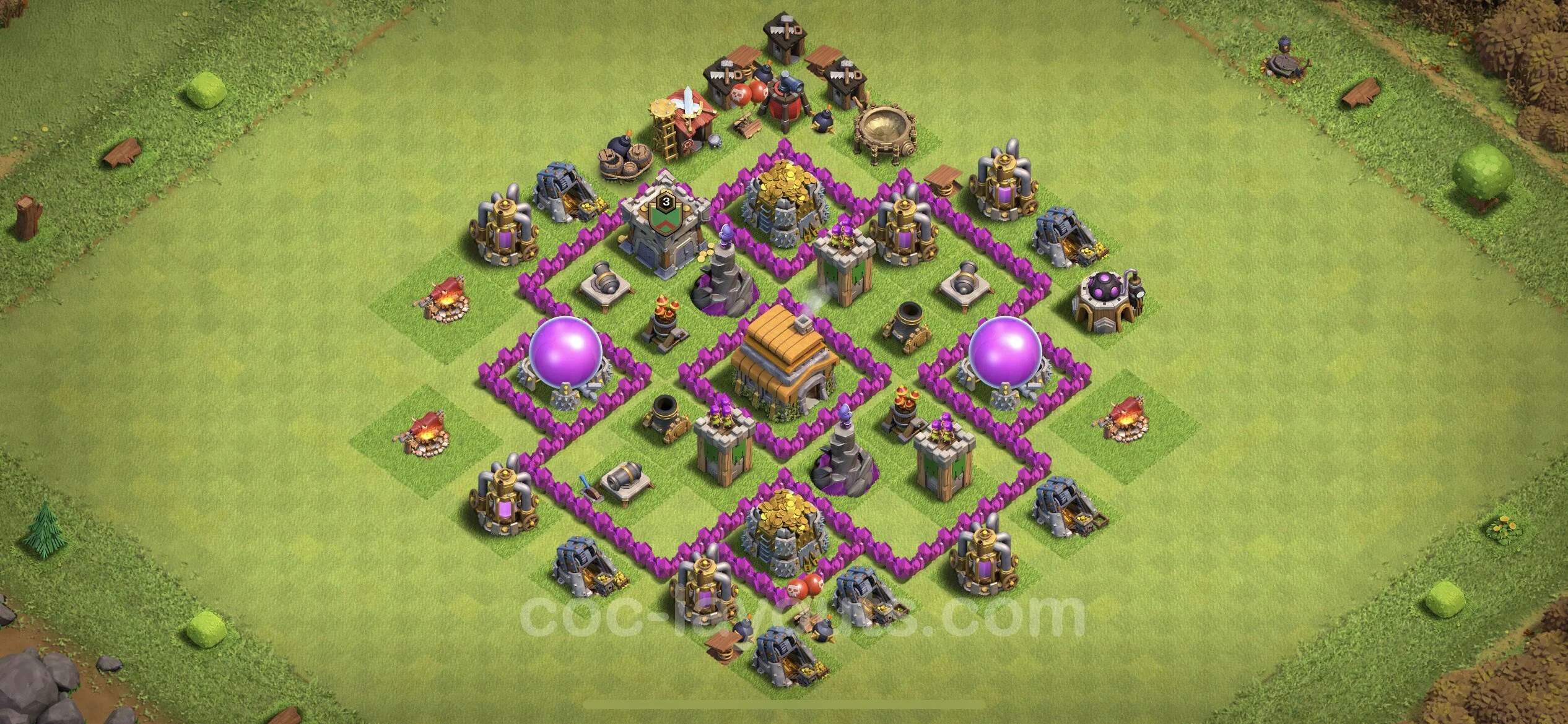 Anti 2 Stars Base TH6 with Link, Anti Everything - best plan / layout / design - Clash of Clans - (#144) — Захист TH6