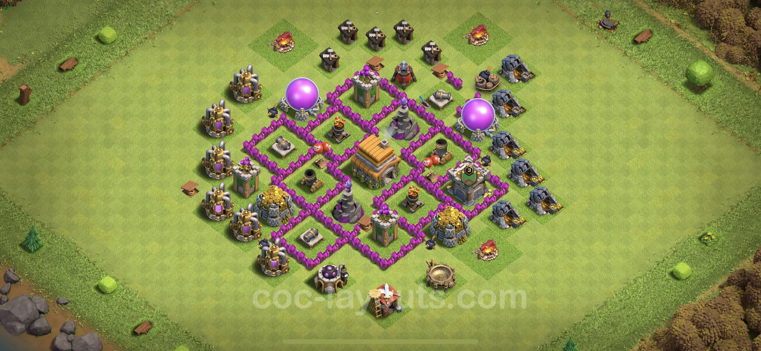 Top Base TH6 with Link - Anti Everything Defence Plan - Clash of Clans - (#145) — Difesa TH6