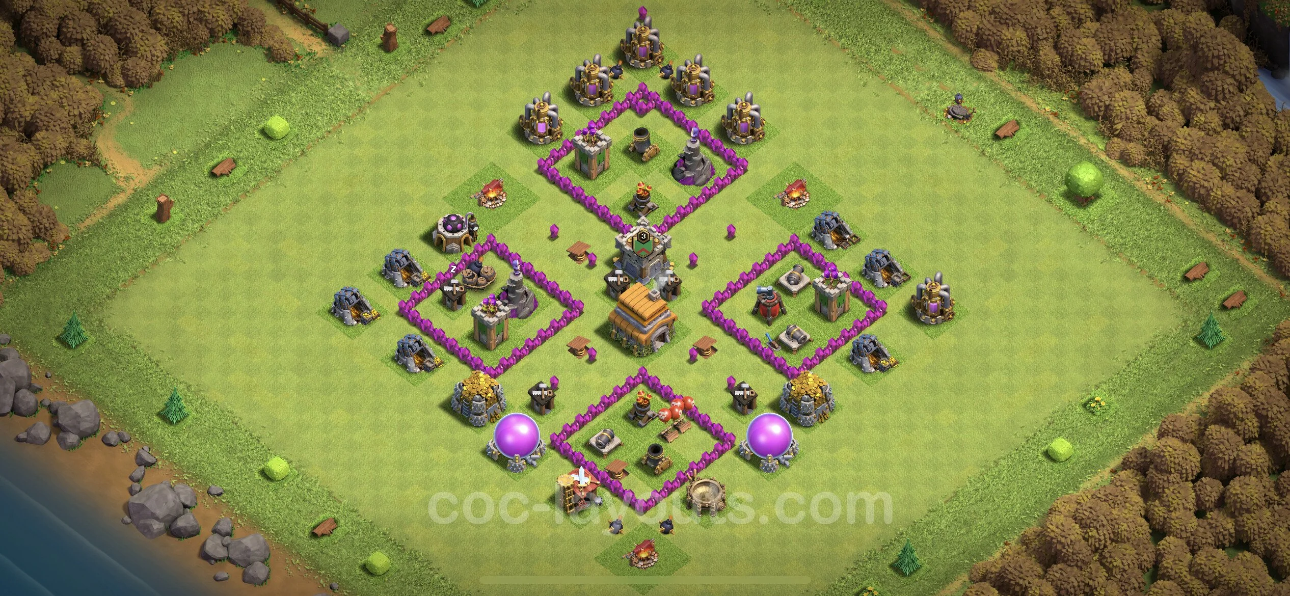 Anti 3 Stars Base TH6 with Link, Anti Everything - best plan / layout / design - Clash of Clans - (#146) — Savunma TH6