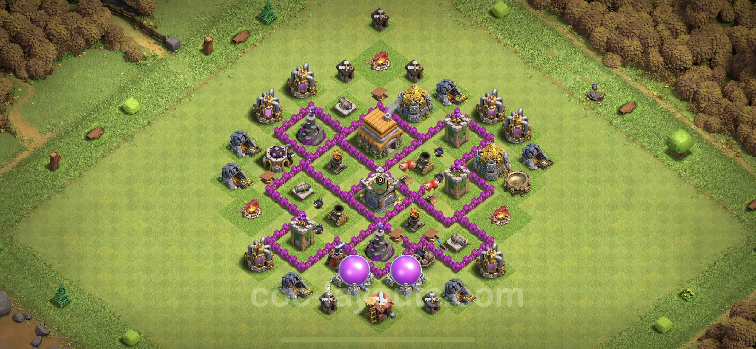 Defense (Trophy) Base TH6 with Link, Anti Everything - plan / layout / design - Clash of Clans - (#147) — 防衛 TH6