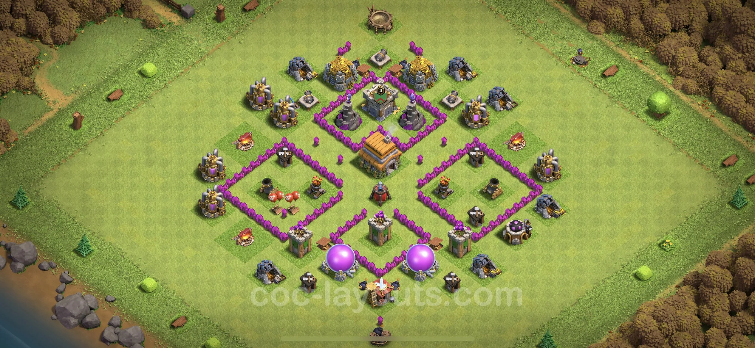 Top Base TH6 with Link - Anti Everything Defence Plan - Clash of Clans - (#148) — Verdediging TH6