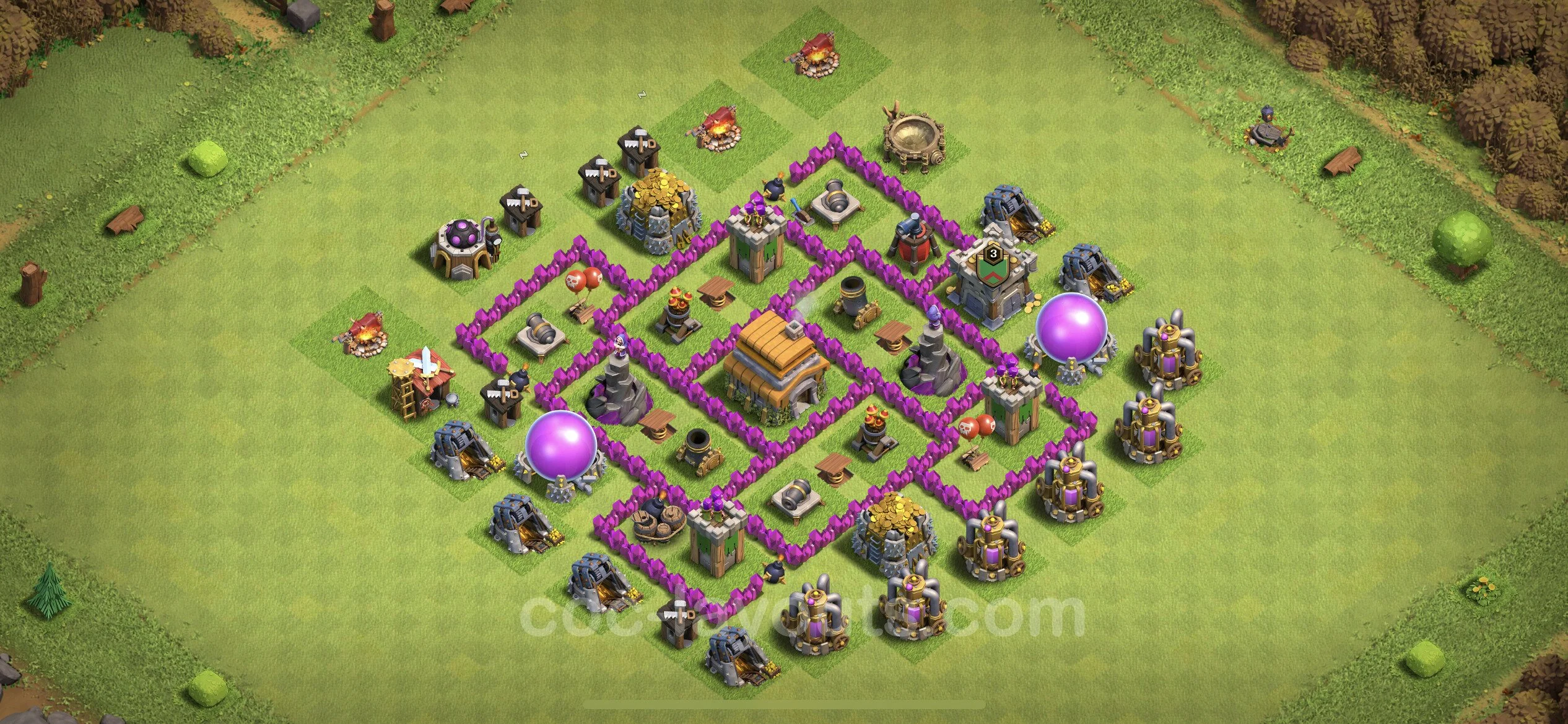 Anti 3 Stars Base TH6 with Link, Anti Everything - best plan / layout / design - Clash of Clans - (#154) — Verdediging TH6