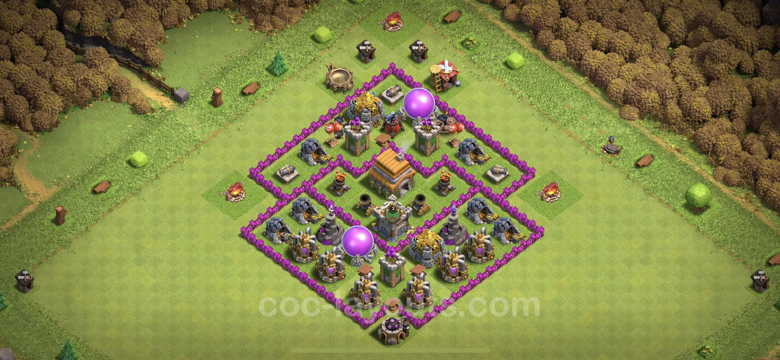 Anti 2 Stars Base TH6 with Link, Anti Air - best plan / layout / design - Clash of Clans - (#157) — Defesa TH6
