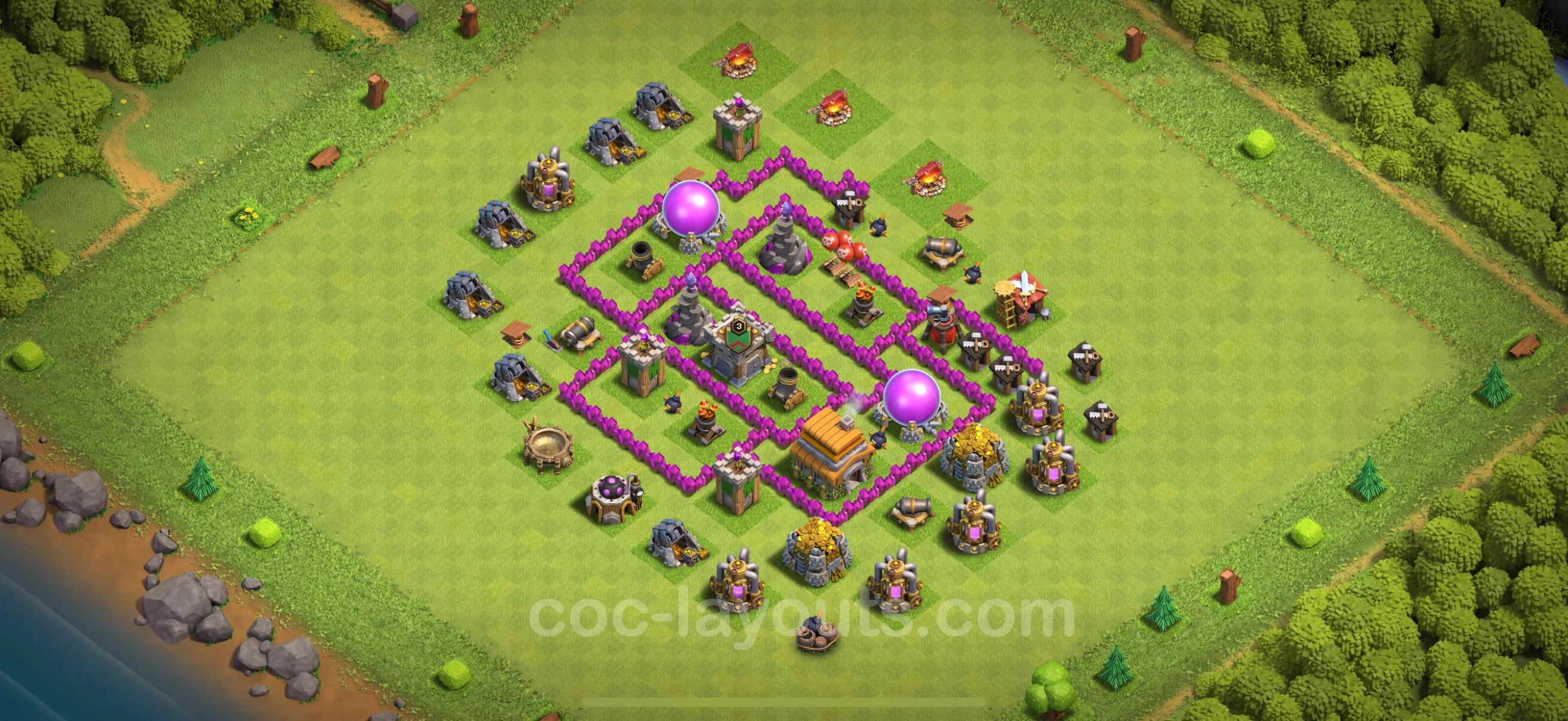 Top Base TH6 with Link - Anti Everything Defence Plan - Clash of Clans - (#164) — Verteidigung TH6