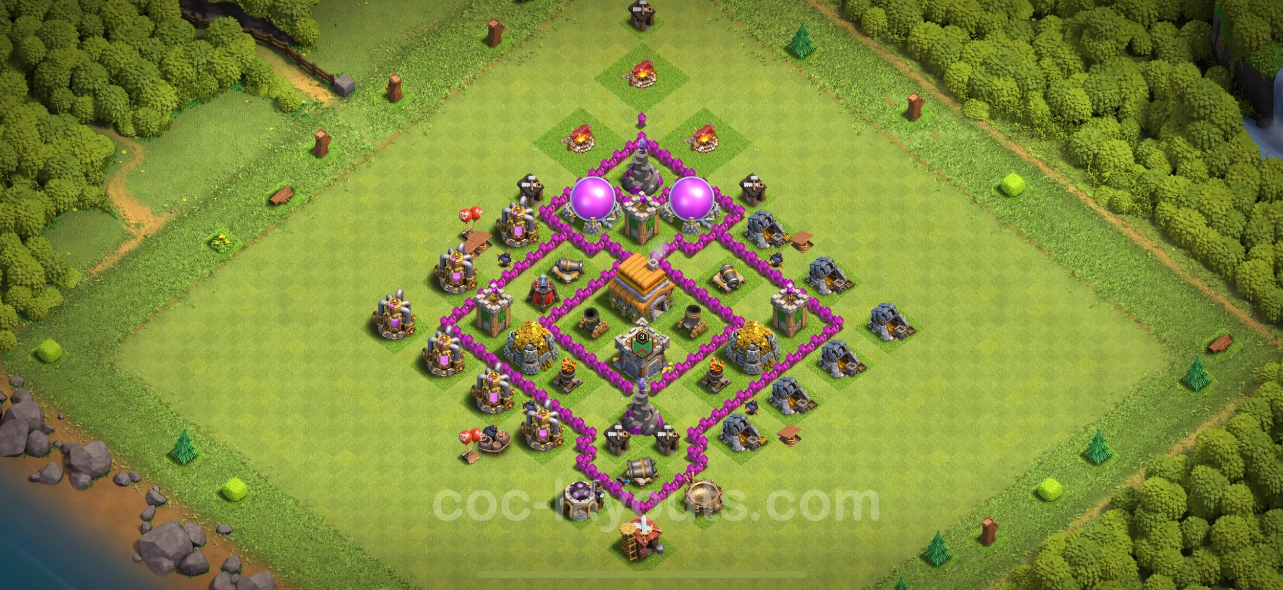 Defense (Trophy) Base TH6 with Link - plan / layout / design - Clash of Clans - (#166) — Захист TH6