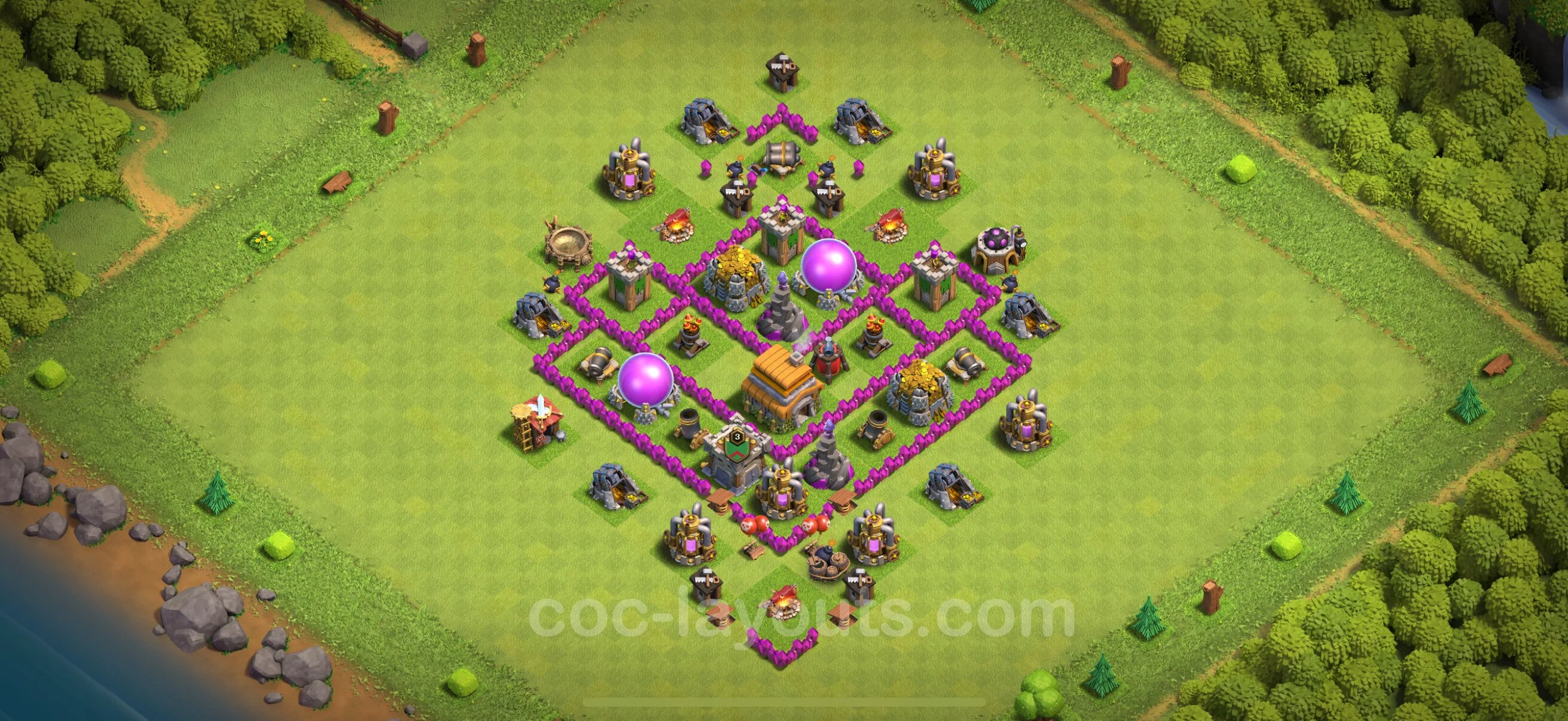 Base TH6 with Link, Hybrid - Anti Dragon Defence Plan / Anti Air - Clash of Clans - (#167) — Verdediging TH6