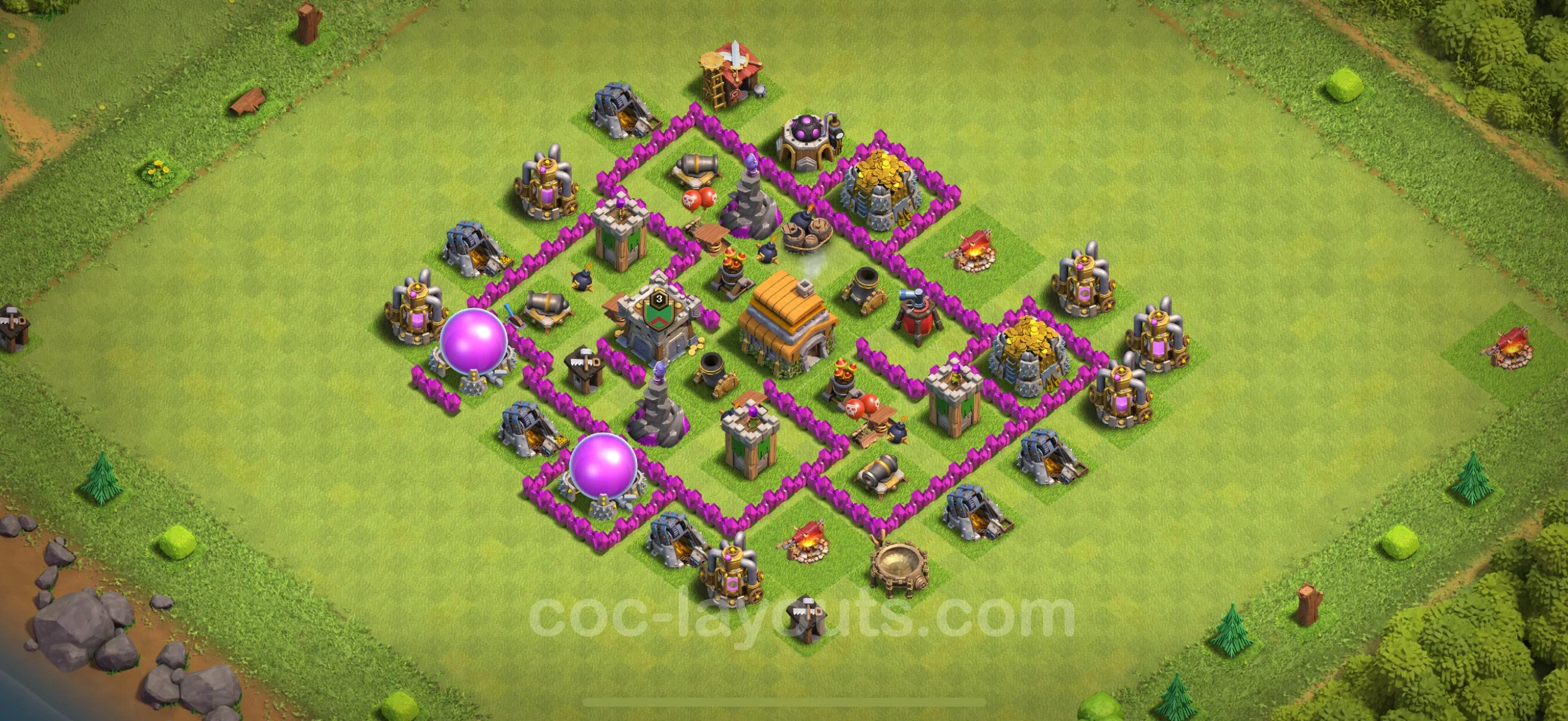 Defense (Trophy) Base TH6 with Link - plan / layout / design - Clash of Clans - (#169) — Verdediging TH6