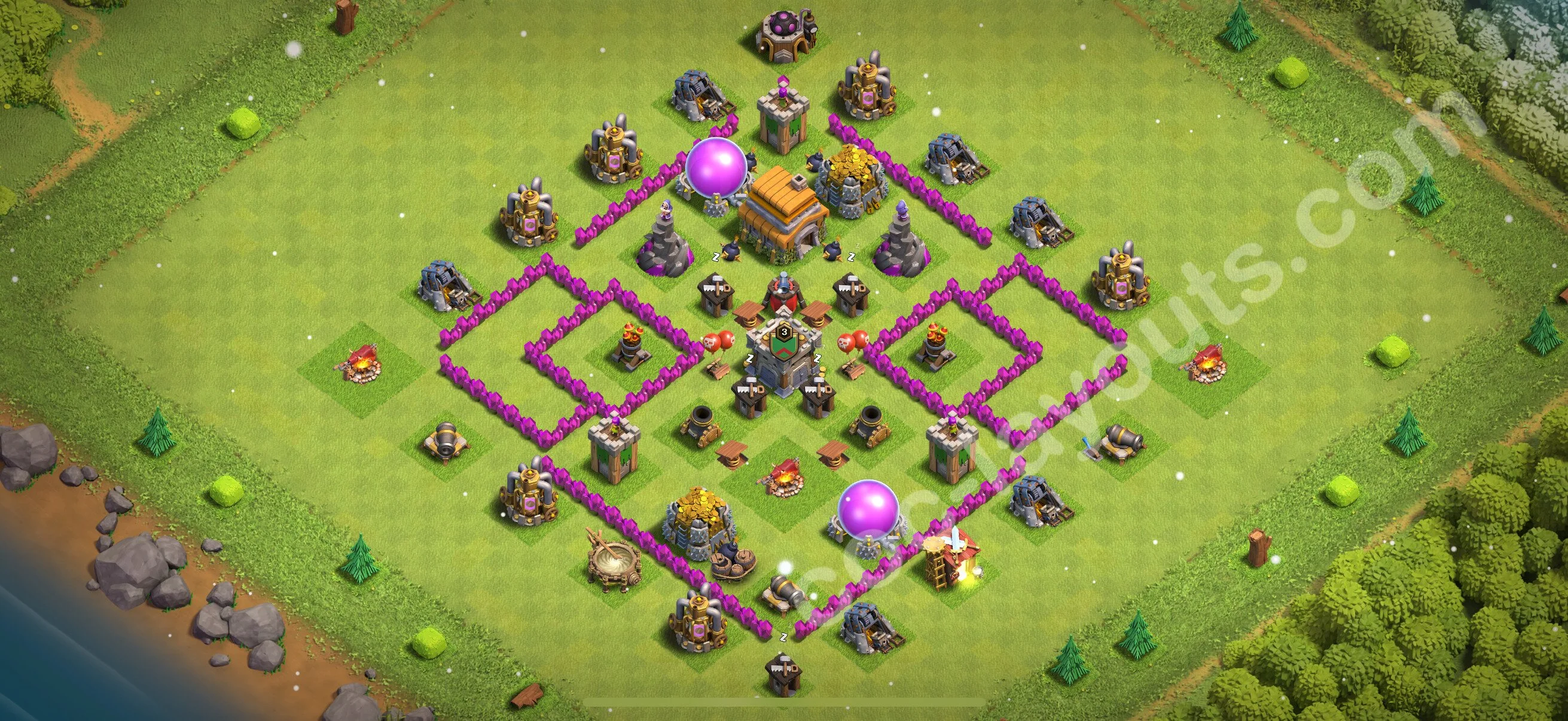 Top Base TH6 with Link, Hybrid - Anti Everything Defence Plan - Clash of Clans 2026 - (#170) — Savunma TH6