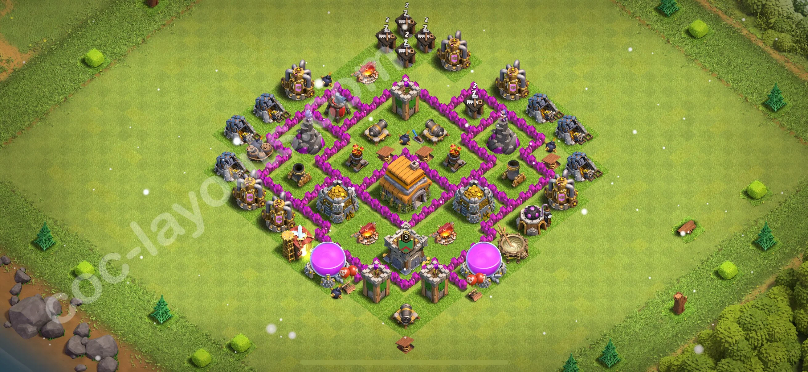 Anti 3 Stars Base TH6 with Link - best plan / layout / design - Clash of Clans 2026 - (#173) — Défense TH6