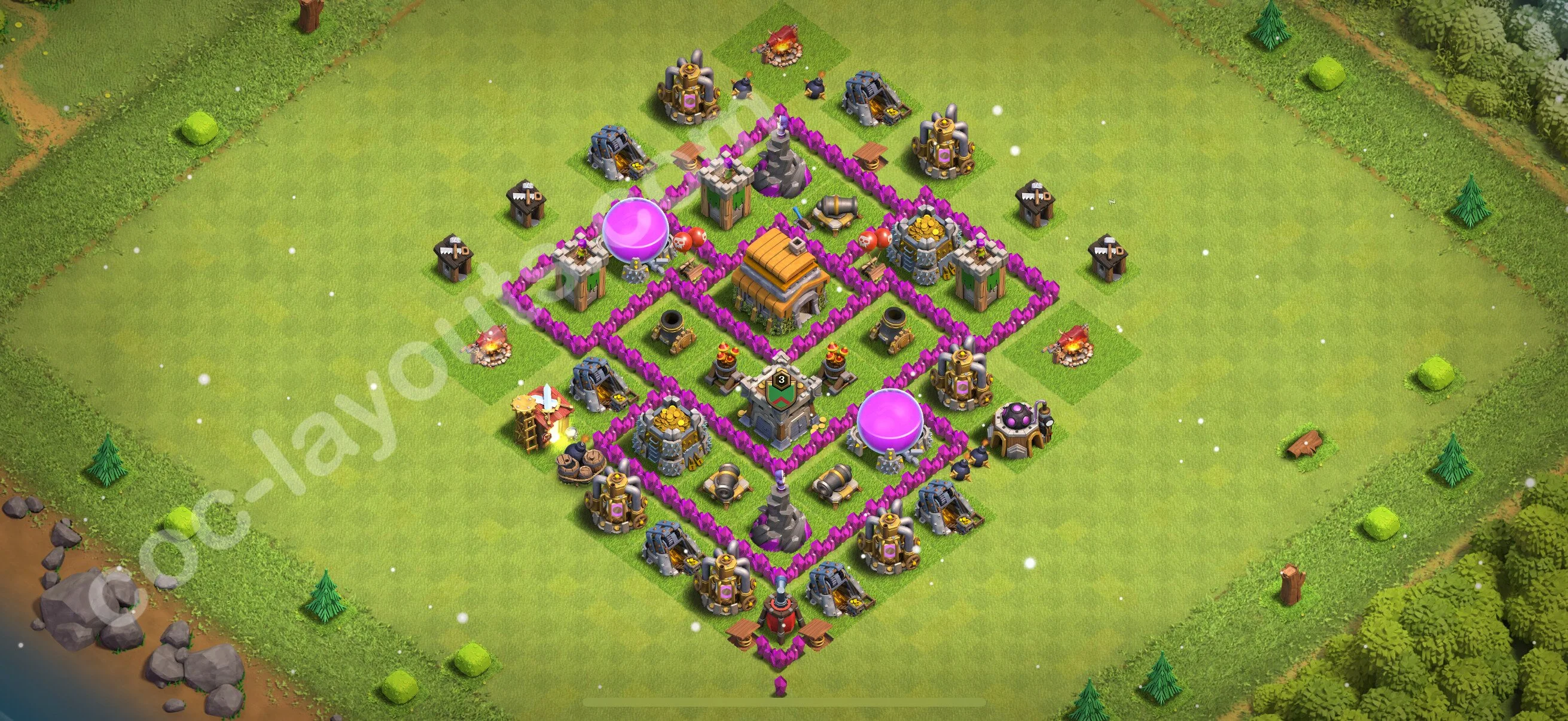 Anti 3 Stars Base TH6 with Link, Anti Everything - best plan / layout / design - Clash of Clans 2026 - (#174) — Defense TH6