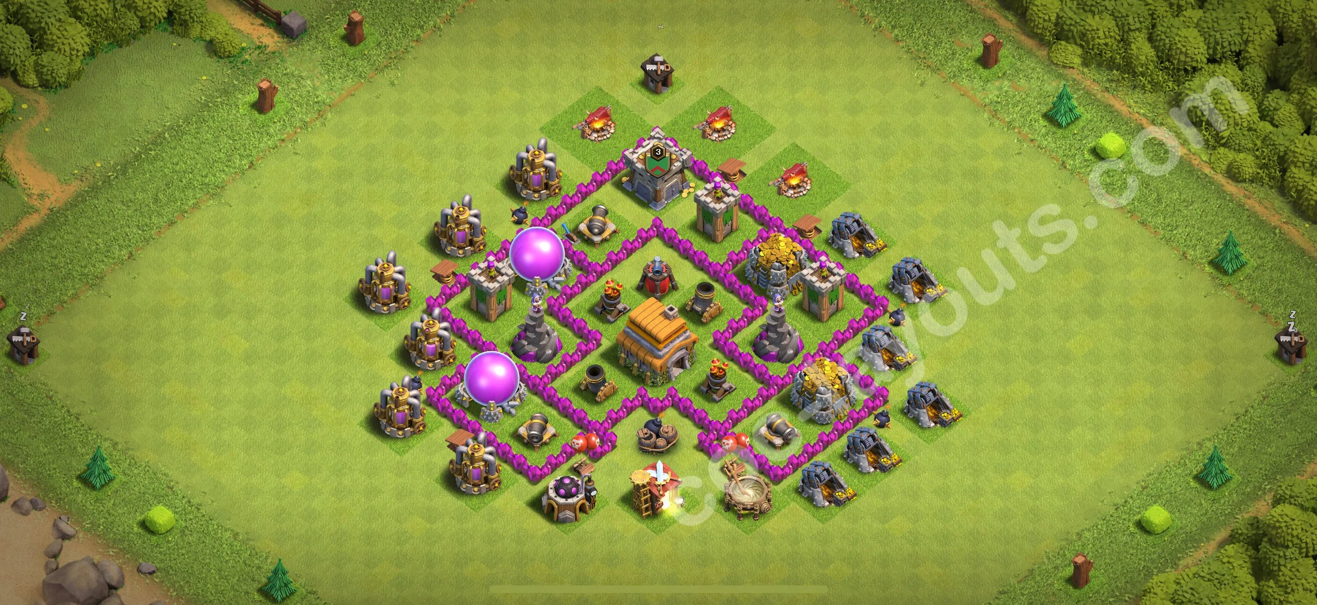 Anti 3 Stars Base TH6 with Link - best plan / layout / design - Clash of Clans 2026 - (#175) — Défense TH6
