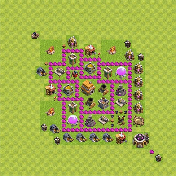 Defense (Trophy) Base TH6 - plan / layout / design - Clash of Clans - (#48) — Defensa TH6