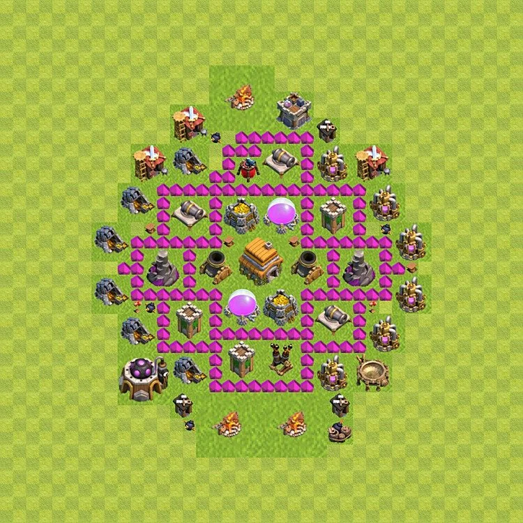 Defense (Trophy) Base TH6 - plan / layout / design - Clash of Clans - (#64) — Defesa TH6