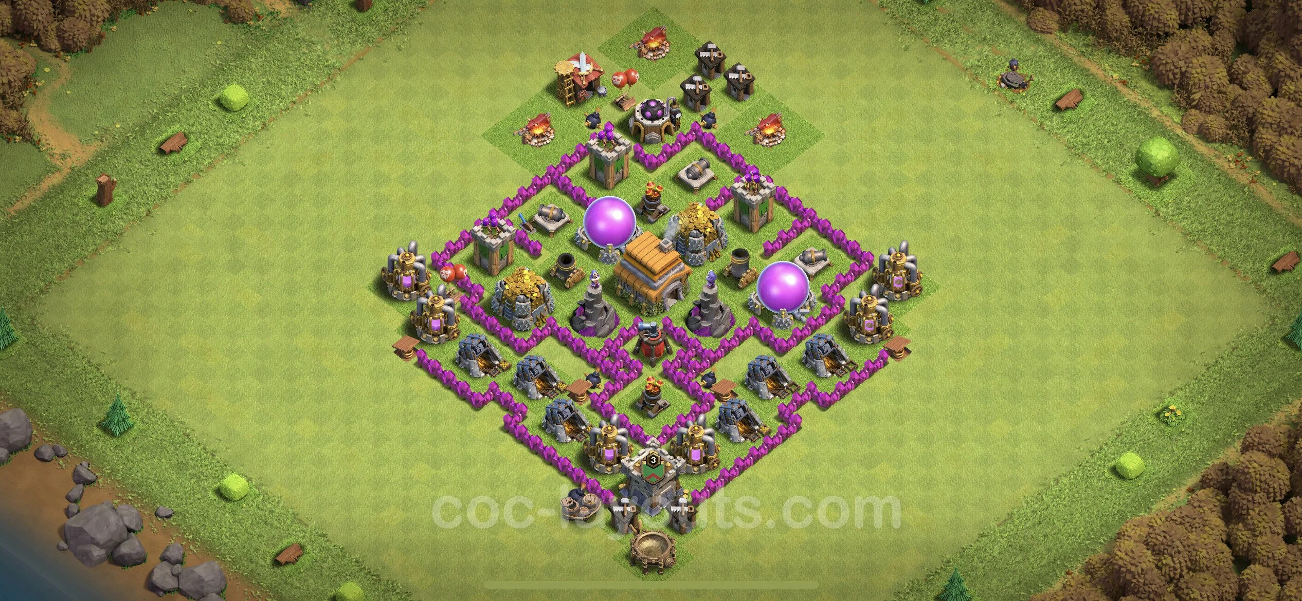 Farming Base TH6 with Link, Hybrid - plan / layout / design - Clash of Clans - (#134) — Фарм TH6