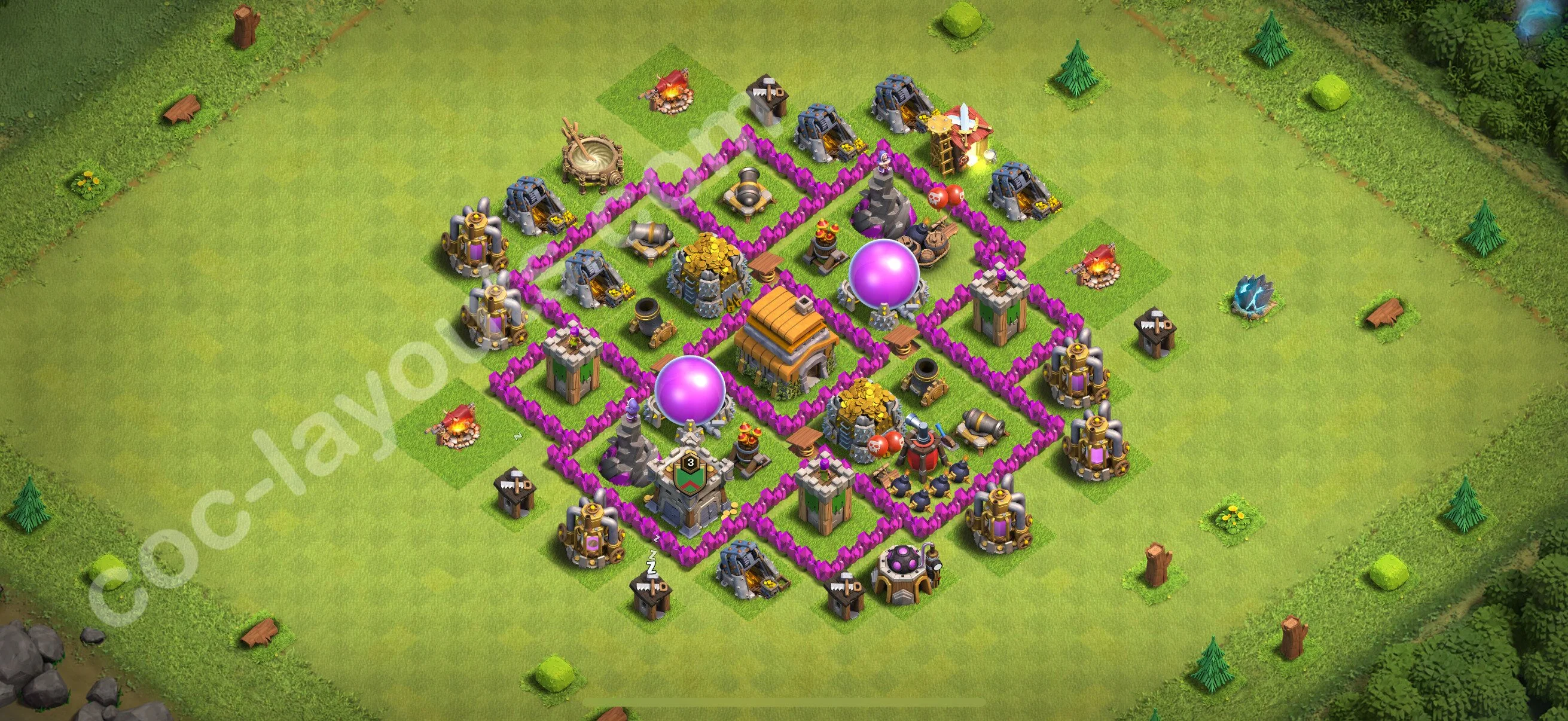 Farming Base TH6 with Link, Anti 3 Stars, Anti Everything - plan / layout / design - Clash of Clans 2026 - (#135) — Фарм TH6