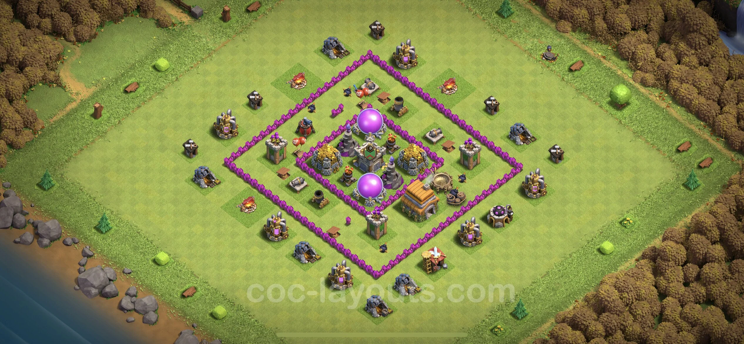 Farming Base TH6 Max Levels with Link, Anti Everything - plan / layout / design - Clash of Clans - (#136) — Фарм TH6