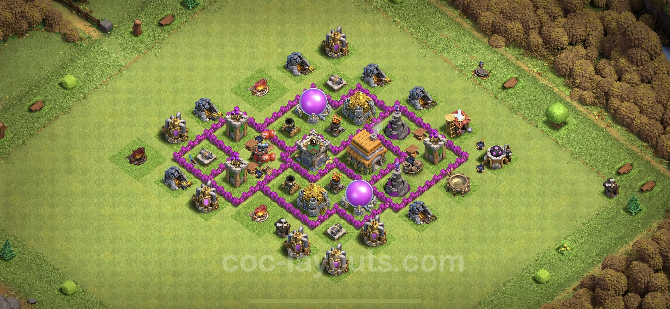 Farming Base TH6 Max Levels with Link, Anti Air - plan / layout / design - Clash of Clans - (#139) — फ़ार्मिंग TH6