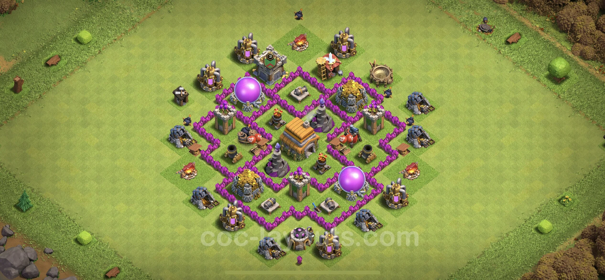 Farming Base TH6 Max Levels with Link, Anti Everything, Hybrid - plan / layout / design - Clash of Clans - (#141) — Farming TH6
